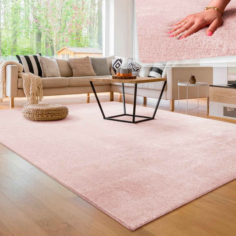 Teppich Cadiz 630, Paco Home, rechteckig, Höhe: 22 mm, Uni-Farben, besonders weich, auch als Läufer erhältlich, waschbar