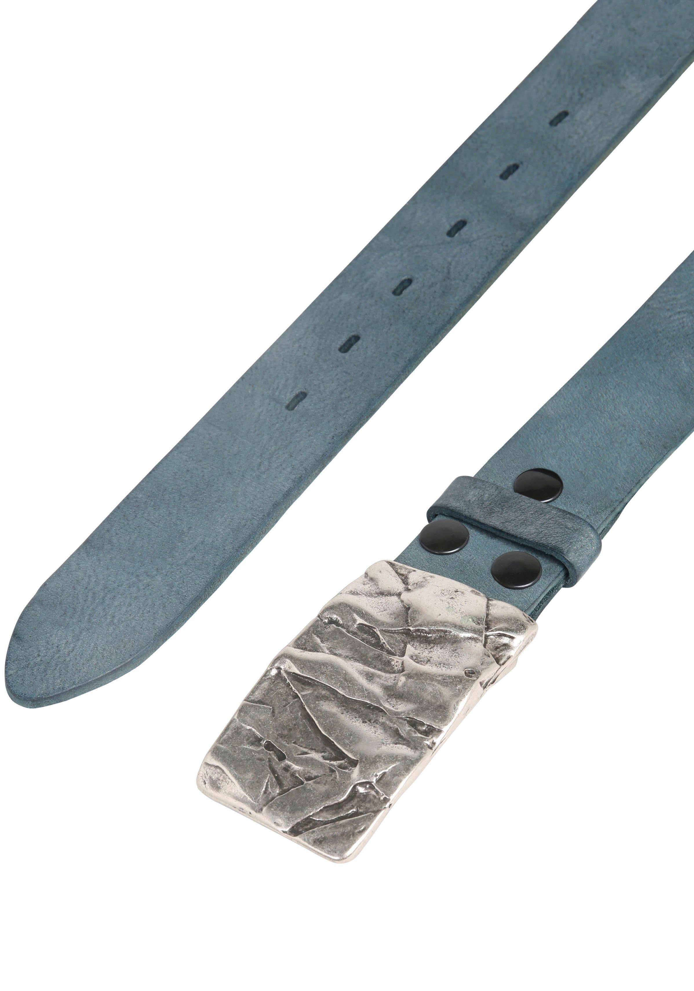 austauschbarer Ledergürtel Silber« 019° by RETTUNGSRING mit showroom Schließe »Felswand