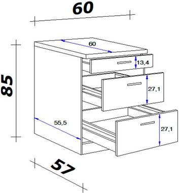 Flex-Well Unterschrank Lucca (B x H x T) 60 x 85/86 x 60 cm, mit praktischen Auszügen