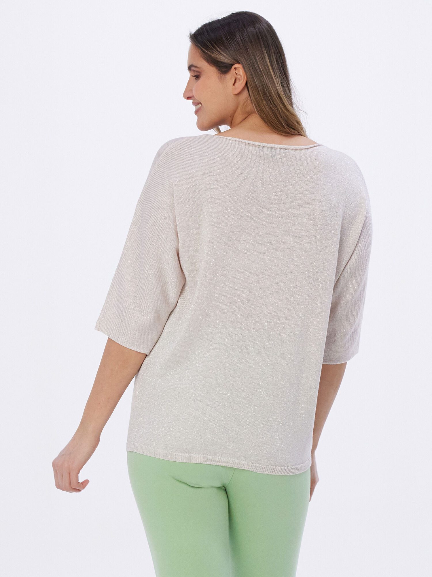 Christian Materne Strickpullover 3/4-Arm-Shirt Figurumspielend mit Lurexgarnveredelung