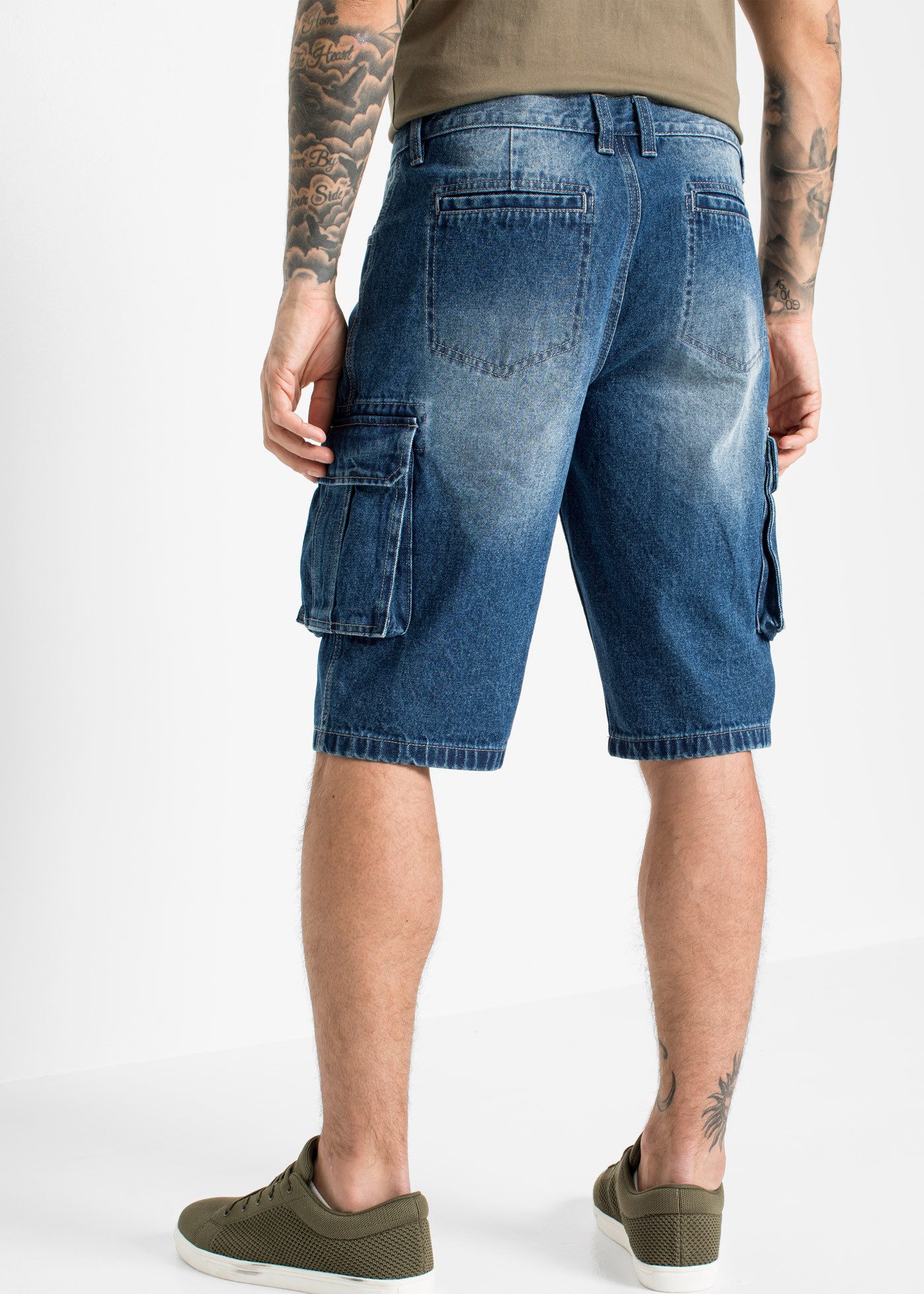 bonprix Bermudas aus Baumwolle und Elasthan, Relaxed Fit, Cargo-Jeans-Desig günstig online kaufen