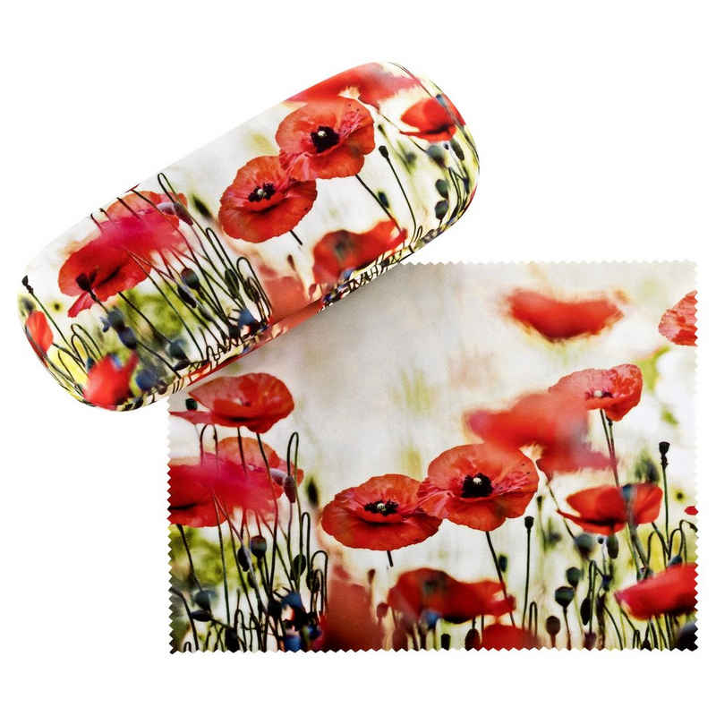 von Lilienfeld Brillenetui Mohnblumen Blüten Motiv Etui Brillenbox, stabiles mit Mikrofaser bezogenes Hardcase