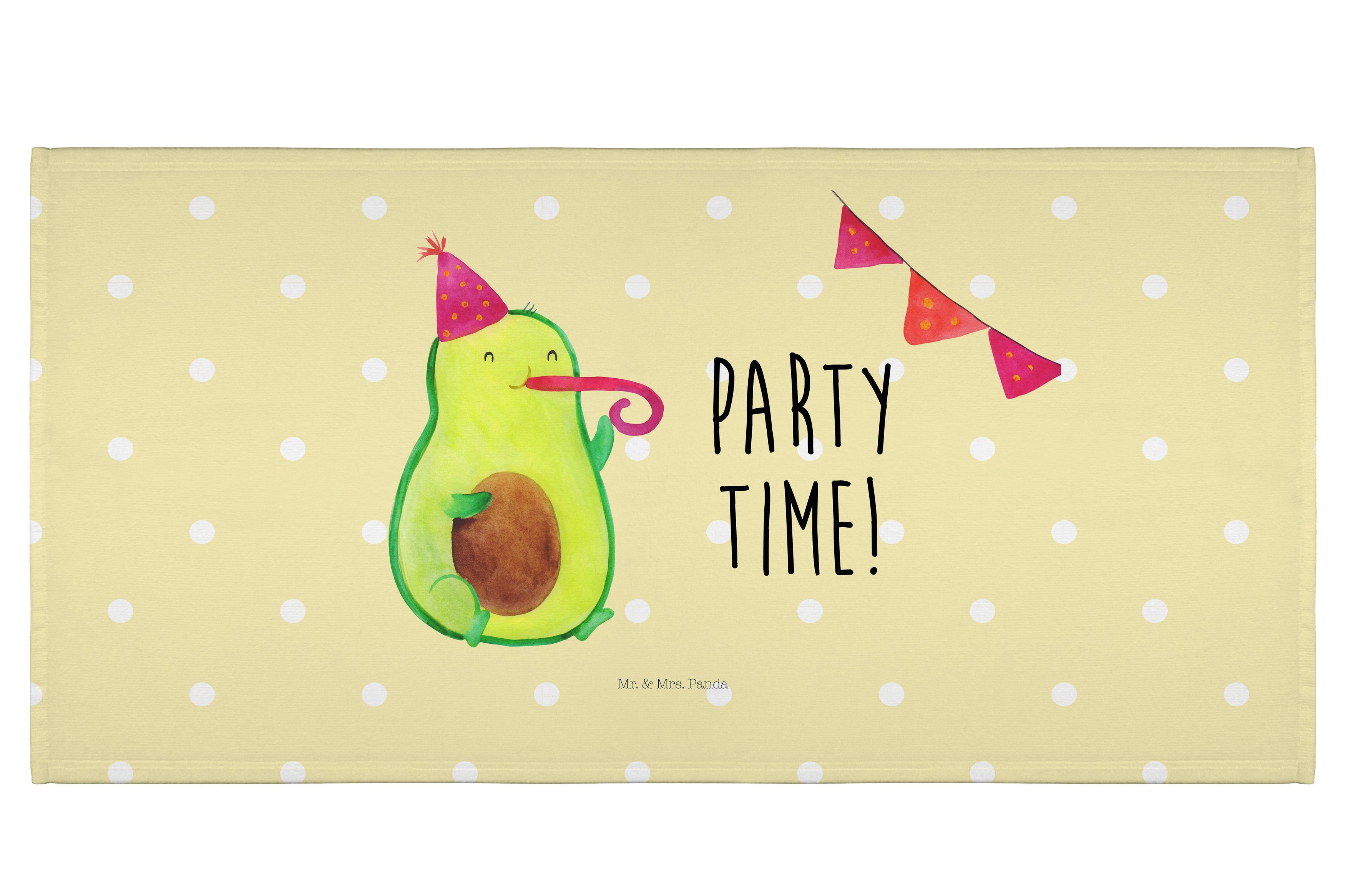 Mr. & Mrs. Panda Handtuch Avocado Party Time - Gelb Pastell - Geschenk, Badehandtuch, Feier, Ha, (1-St)