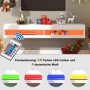 Gotagee TV-Schrank LED TV-Schrank TV-Lowboard in Hochglanz LED wandmontierter TV-Board mit viel Stauraum für Ihr Wohnzimmer 140x40x30.5cm