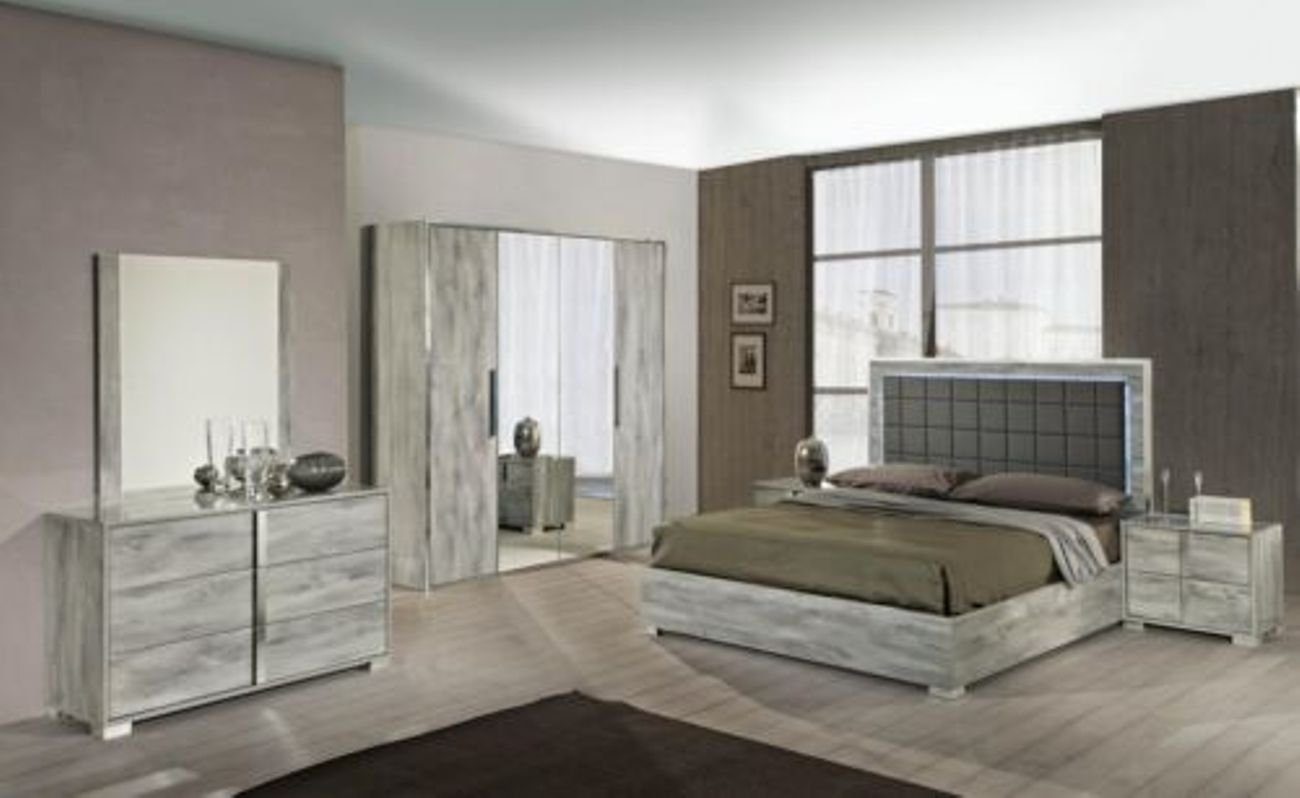 Moderne Luxus Hotel Bett Doppel Design Grau Polsterbett, JVmoebel Bettrahmen