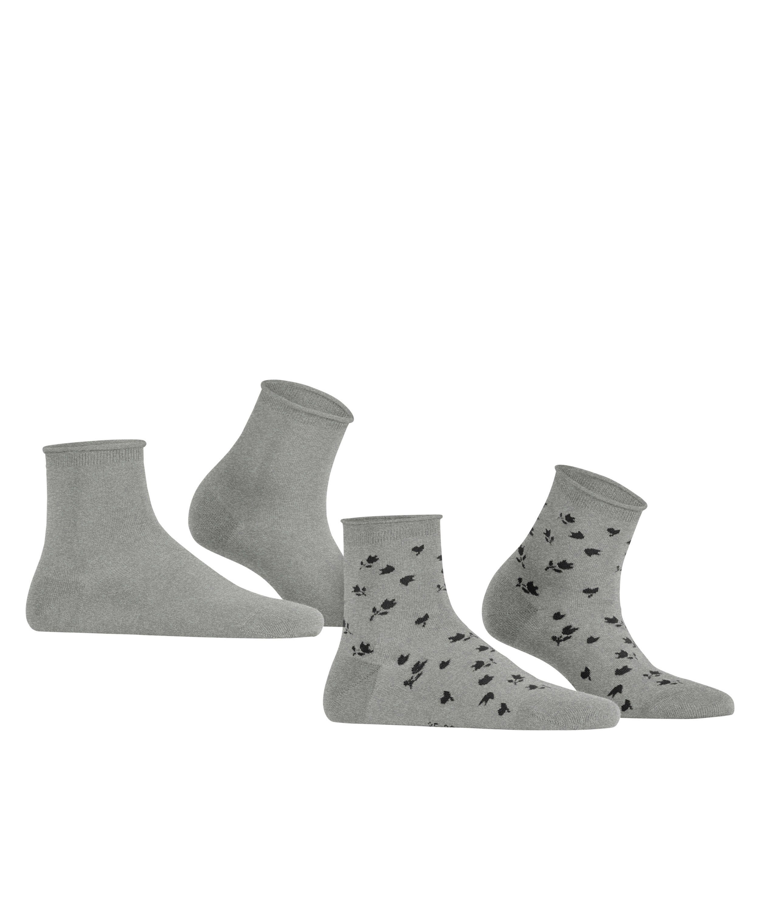 grey (2-Paar) (3400) 2-Pack Socken light Flower Esprit Mini
