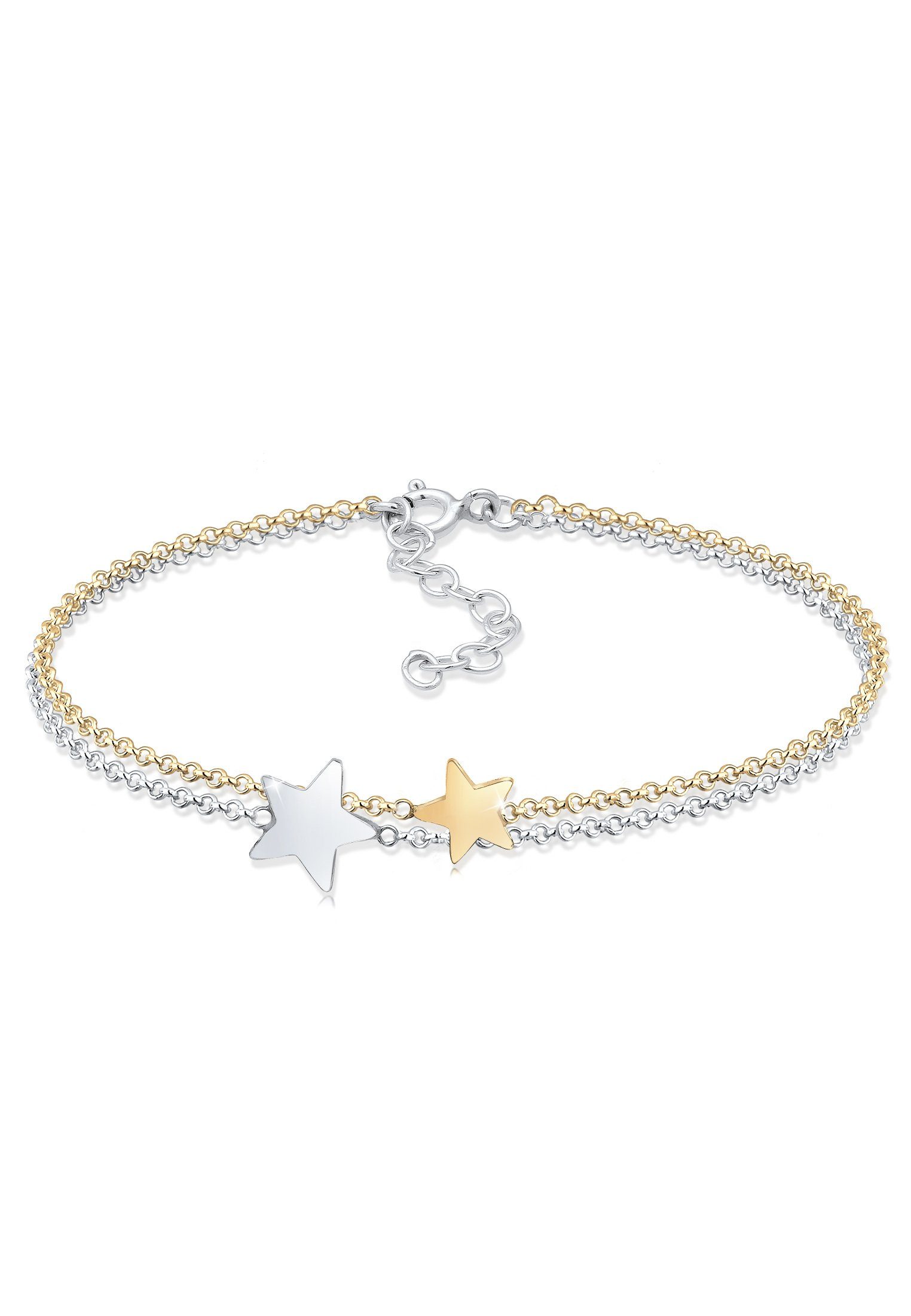 Elli Armband Bi-Color Astro Layer Sterne Erbskette 925er Silber