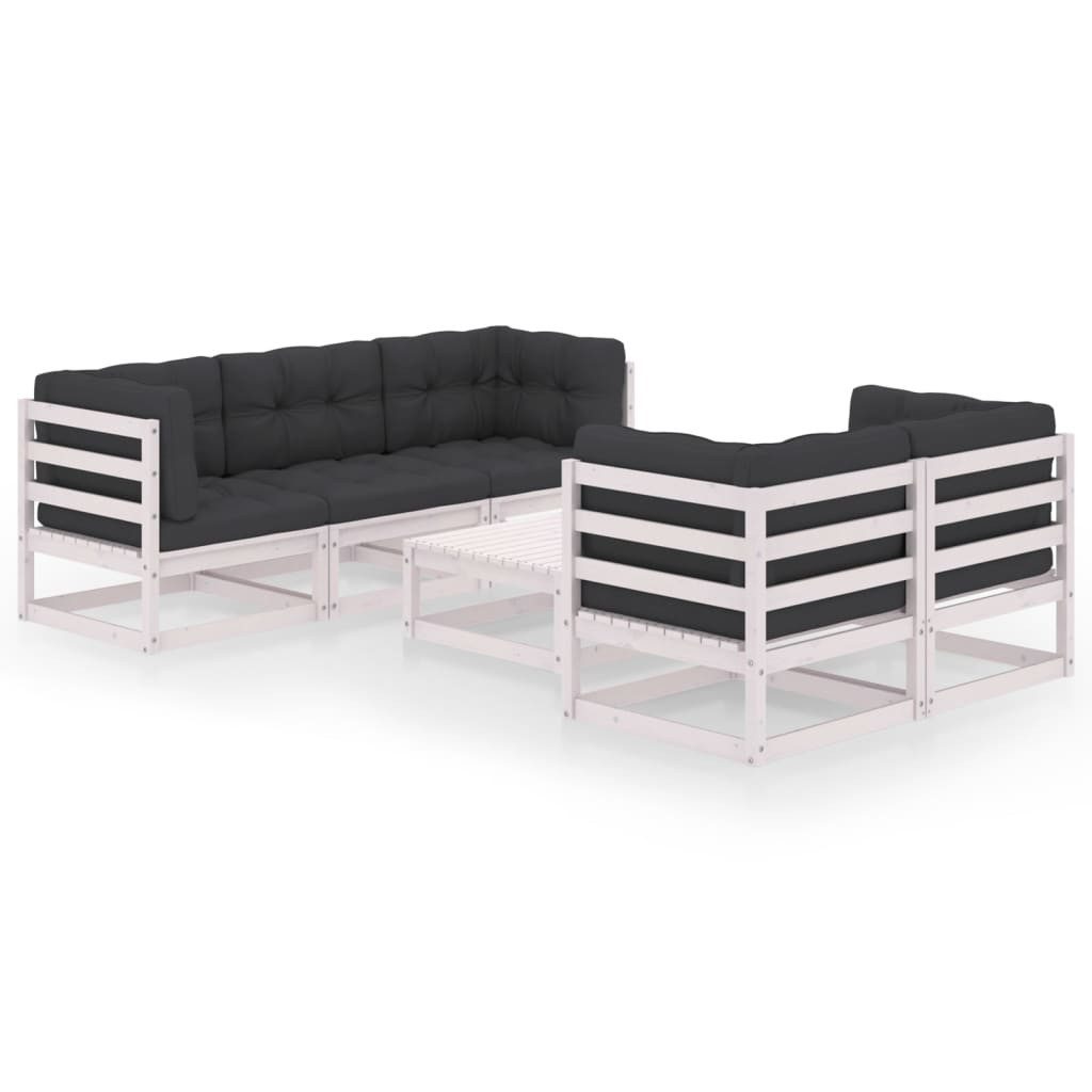 vidaXL Gartenlounge-Set 6-tlg. Garten-Lounge-Set mit Kissen Kiefer Massivholz, (1-tlg)