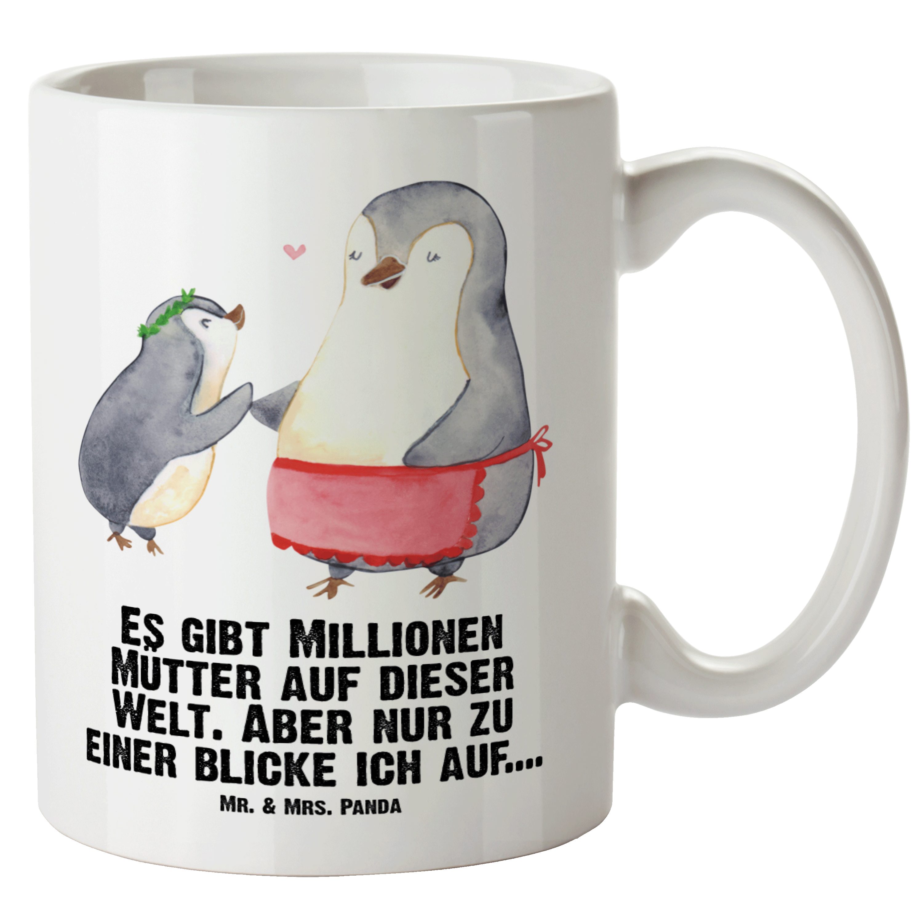 Mrs. - Geschenk, mit Tasse Weiß - & Keramik Jumbo Mama, Tasse Mr. Pinguin Vatertag, XL Kind Panda Tasse, Groß,