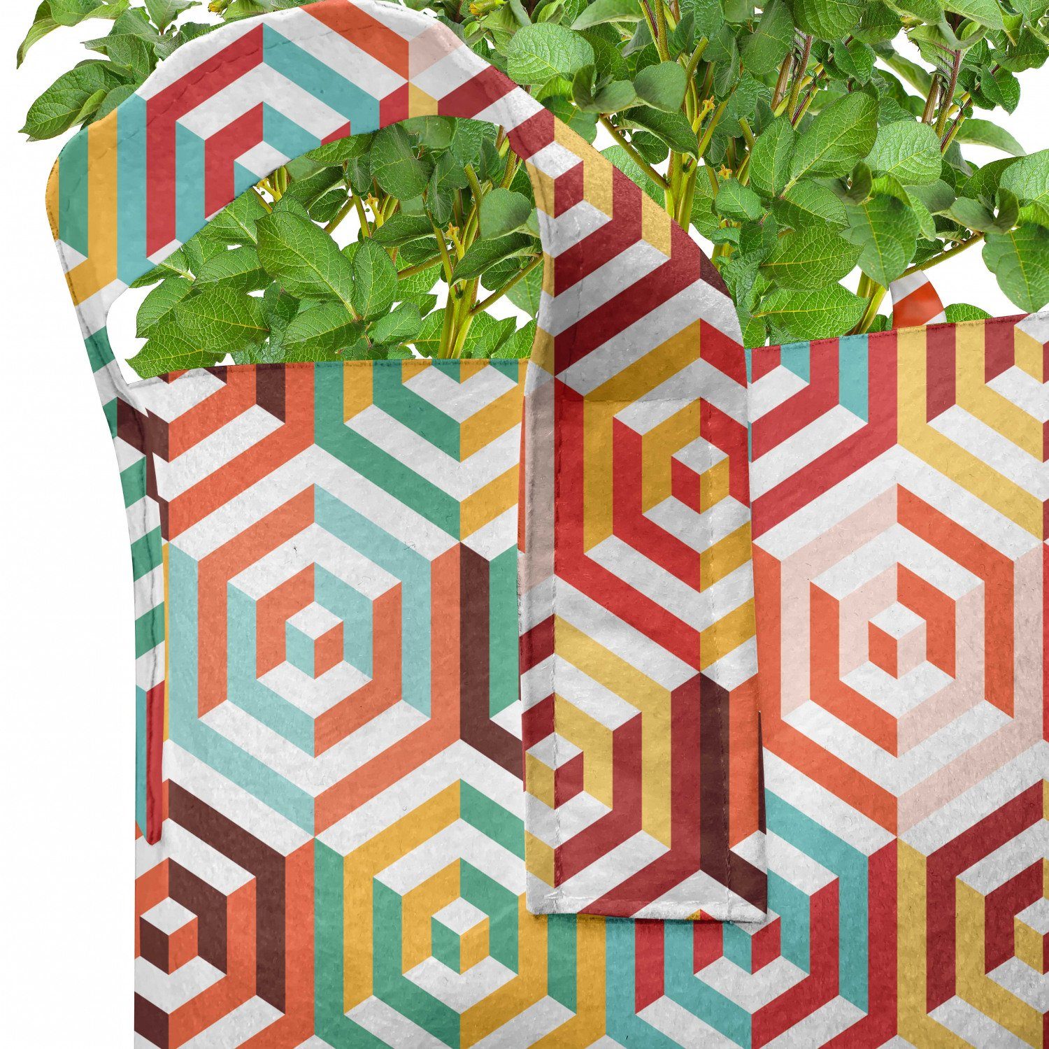 für Hexagonale Pflanzkübel Geometrisch Pflanzen, Abakuhaus Retro Griffen Form mit hochleistungsfähig Stofftöpfe