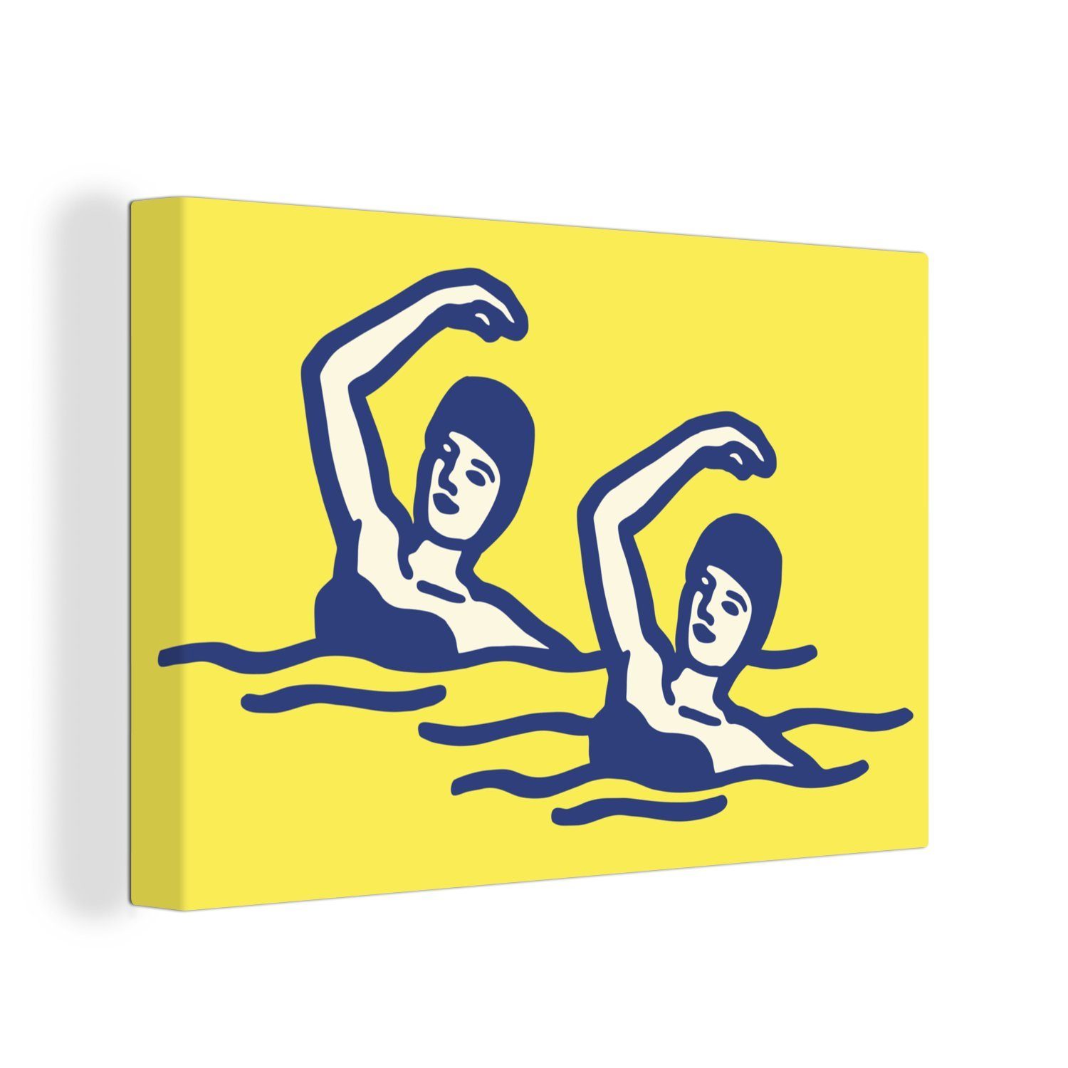 30x20 Leinwandbilder, Synchronschwimmen, Aufhängefertig, zwei von Leinwandbild (1 Illustration Eine St), cm Frauen Wandbild beim OneMillionCanvasses® Wanddeko,
