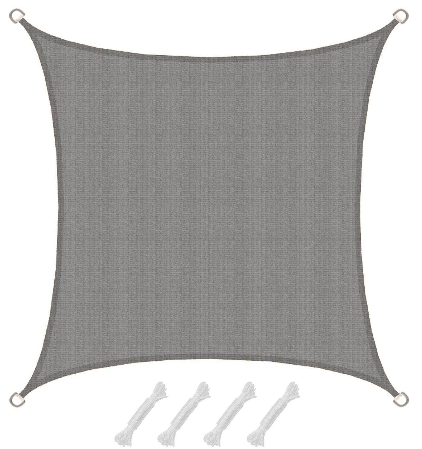 AMANKA Sonnensegel mit UV Schutz - 2 x 2 m Winddurchlässig für Garten, Terrasse & Balkon, Wasserdurchlässiges HDPE Sonnenschutzsegel - Überdachung Quadratisch