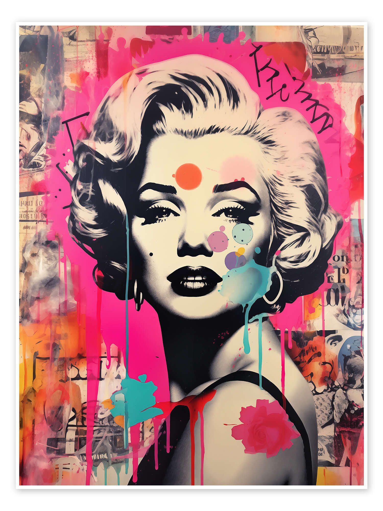 Posterlounge Wandbild Marilyn Street Art Graffiti, Frank Daske, erhältlich als Poster, Leinwandbild, Wandsticker oder Acrylglasbild