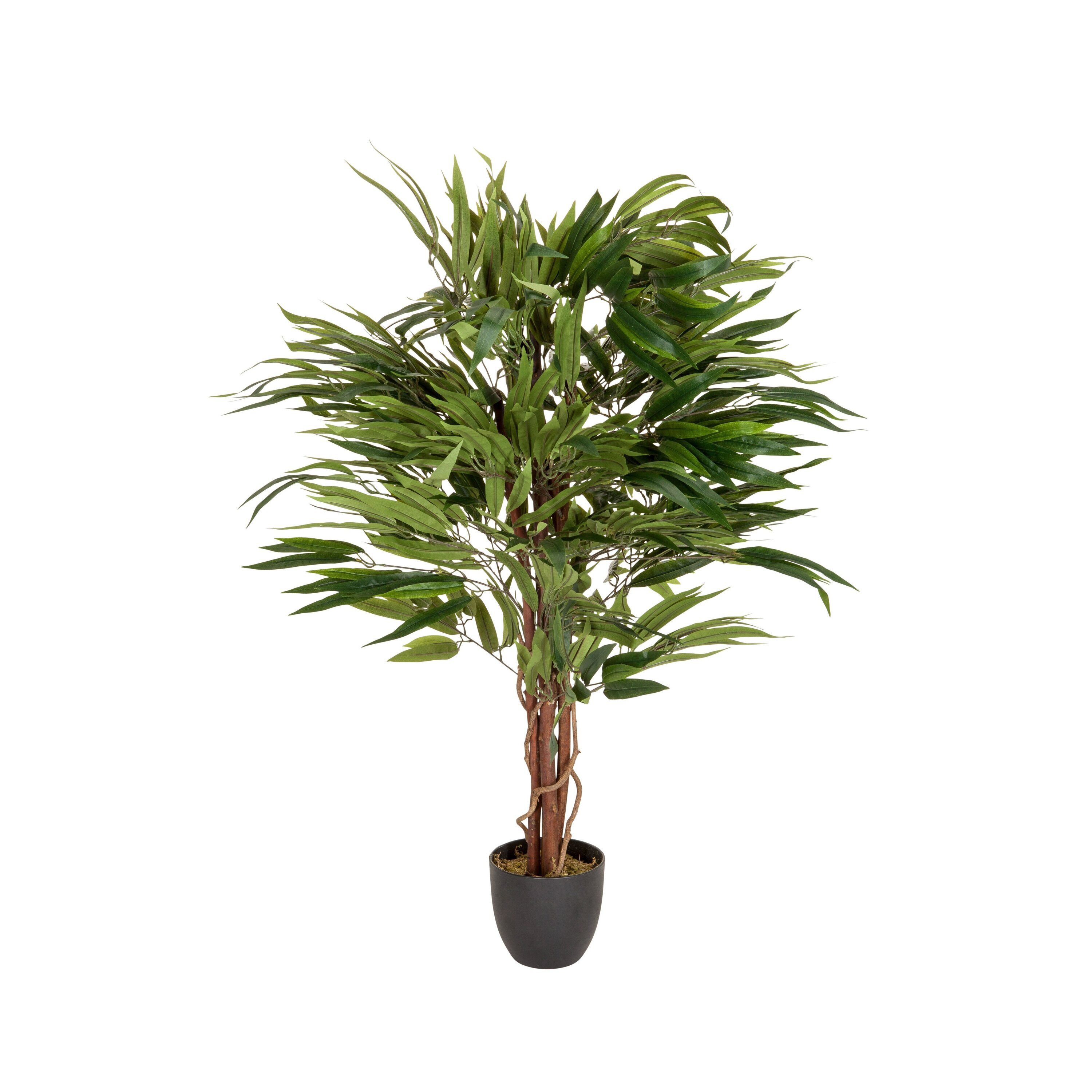Kunstpflanze MANGO Künstliche Pflanze Höhe 130.0 cm Mango Mango, hjh OFFICE, Höhe 130.0 cm, Künstlicher Mangobaum im Kunststoff-Topf Mango Baum mit Echtholzstamm