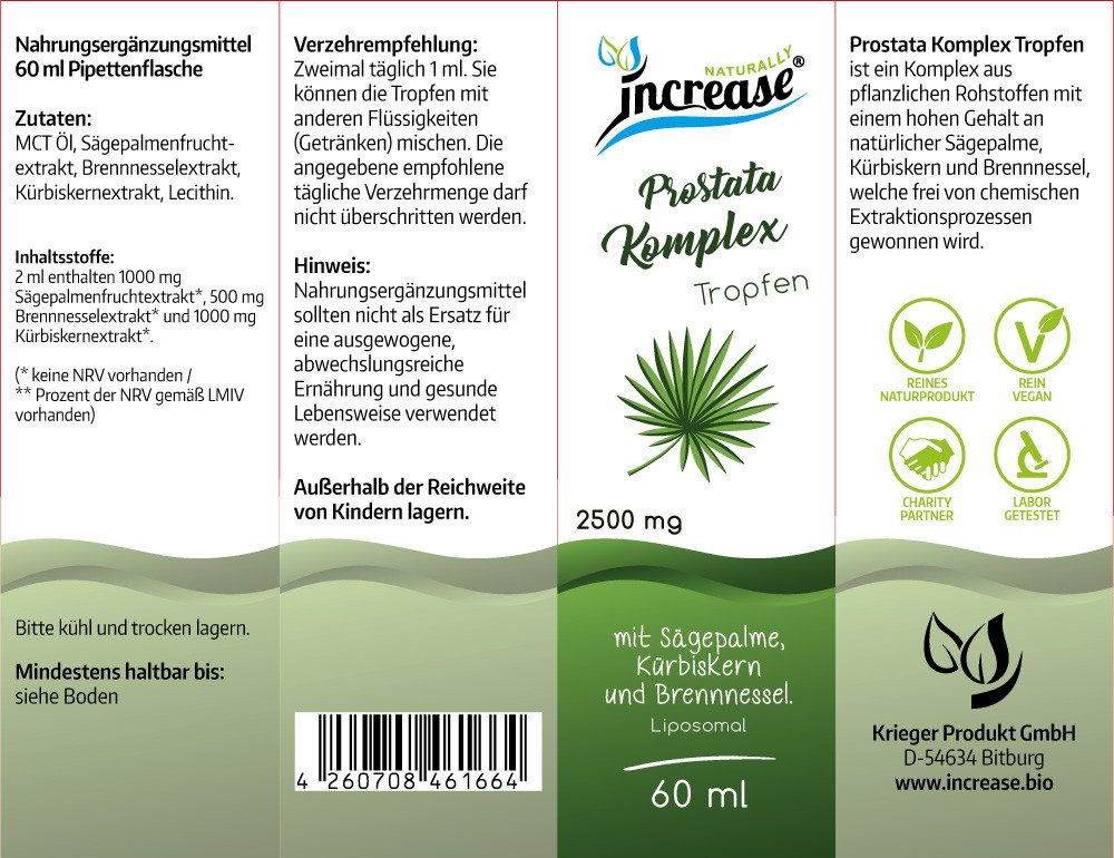 increase NATURALLY Liposomales Prostata Komplex - 2500mg Prostata Komplex pro Tag Tropfen, 60 ml