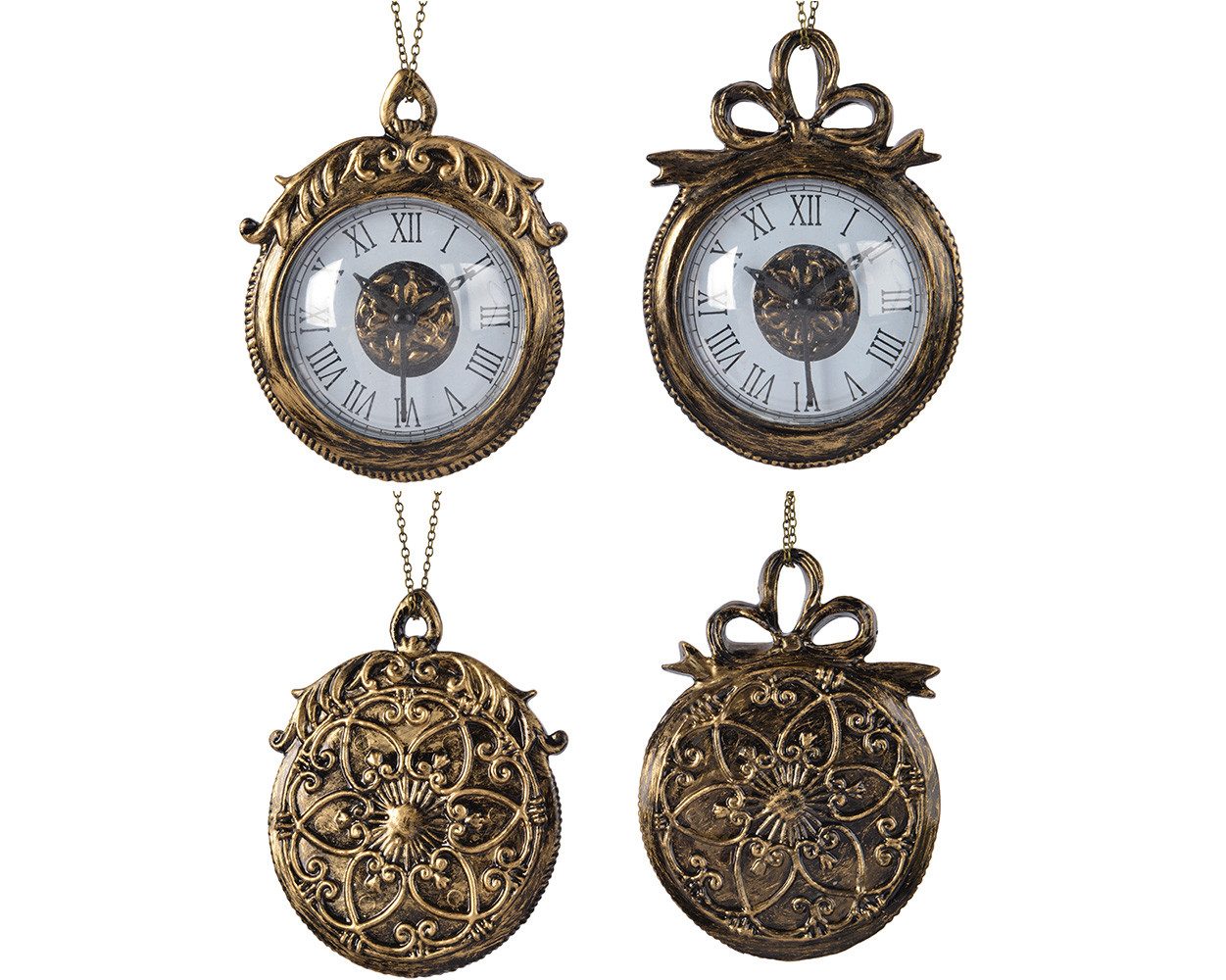 Kaemingk Christbaumschmuck, Christbaumschmuck Kunststoff Taschenuhr 13cm messing, 1 Stück sortiert