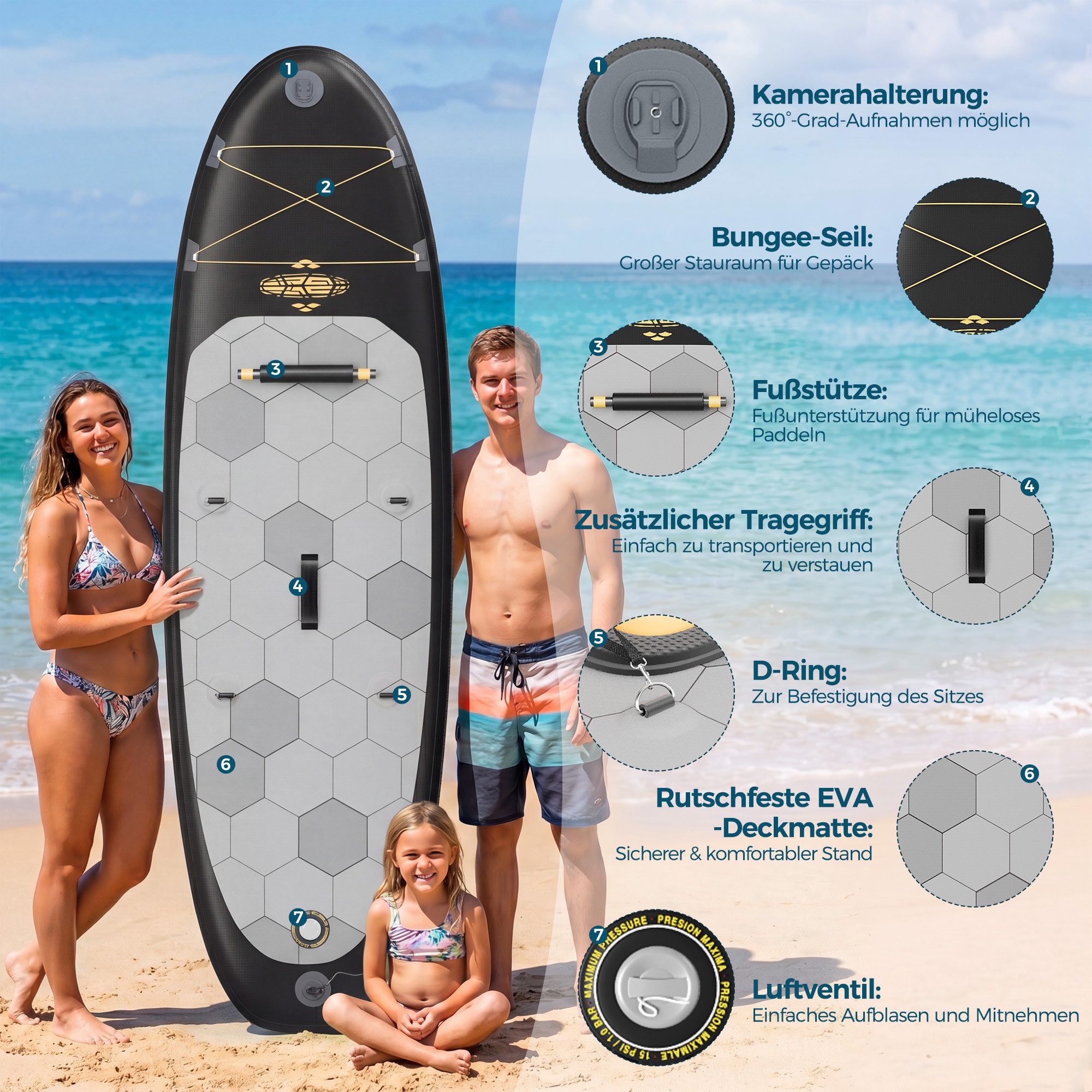 HOMALL Inflatable SUP-Board Aufblasbares Stand Up Paddle Board mit Halter, Sitz und Fußband, 320cm SUP-Board Set mit Action-Cam Halterung, Bis 130kg
