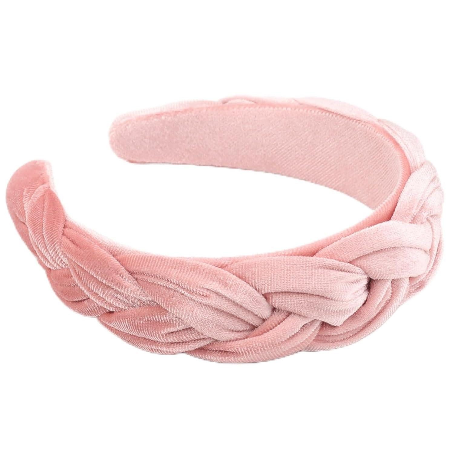 Haarreif Samt Geflochtenes Stirnband Damen Trachten Vintage Haarband Pink