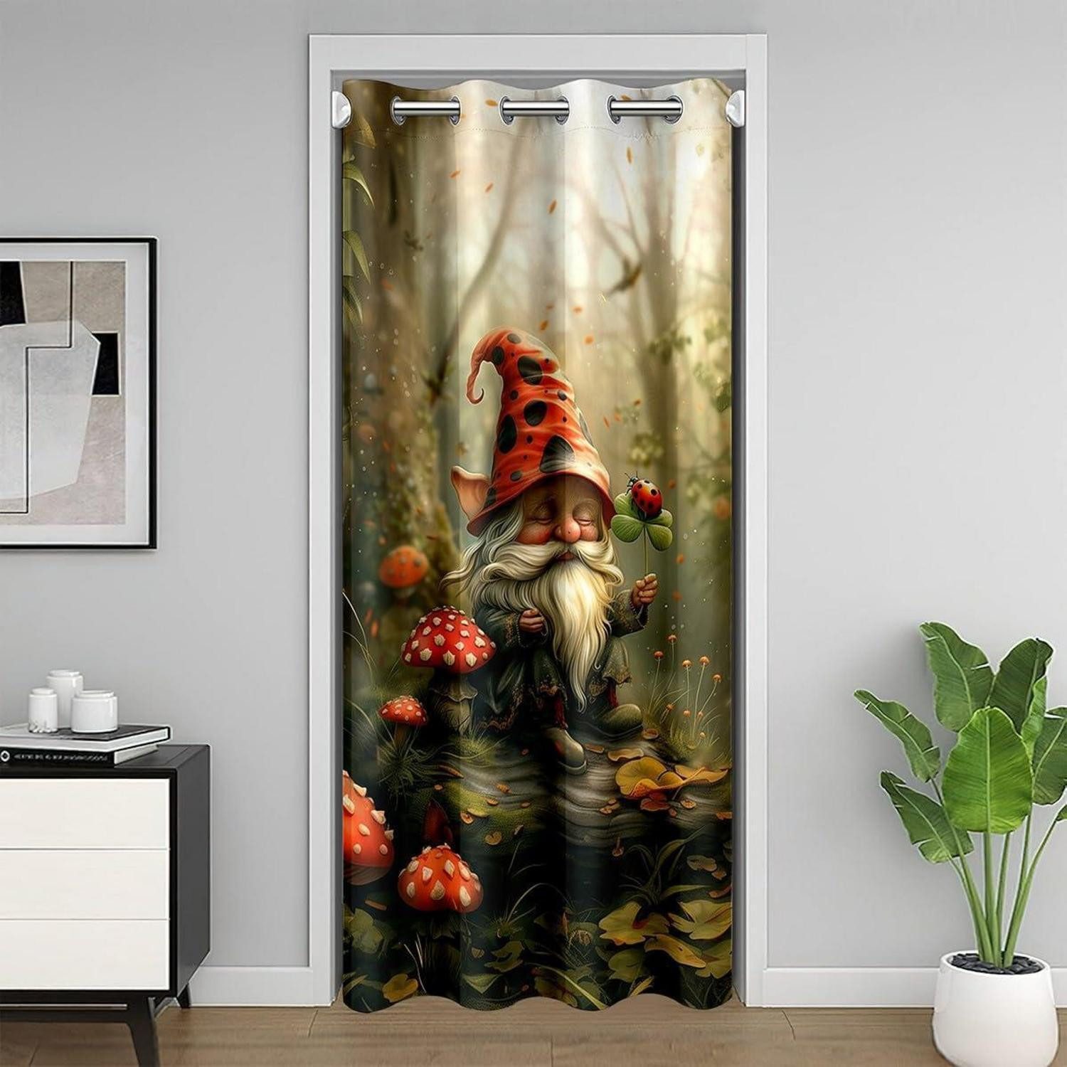LuxusKollektion Türvorhang Türvorhang Zwerg Pilz 86x203cm dunkelgrün/rot (1 St)