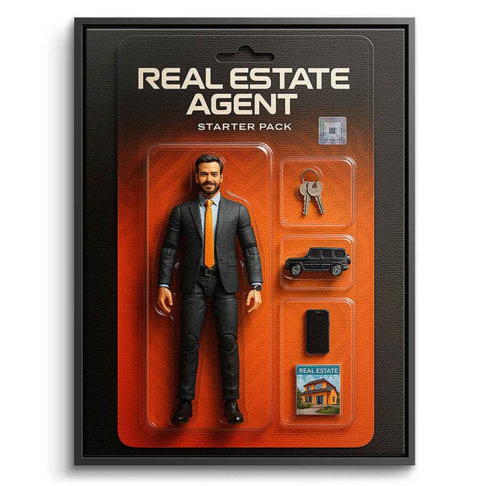 DOTCOMCANVAS® Leinwandbild Starter Pack REAL ESTATE AGENT, Leinwandbild Starter Pack REAL ESTATE AGENT Kunstdruck Wandbild
