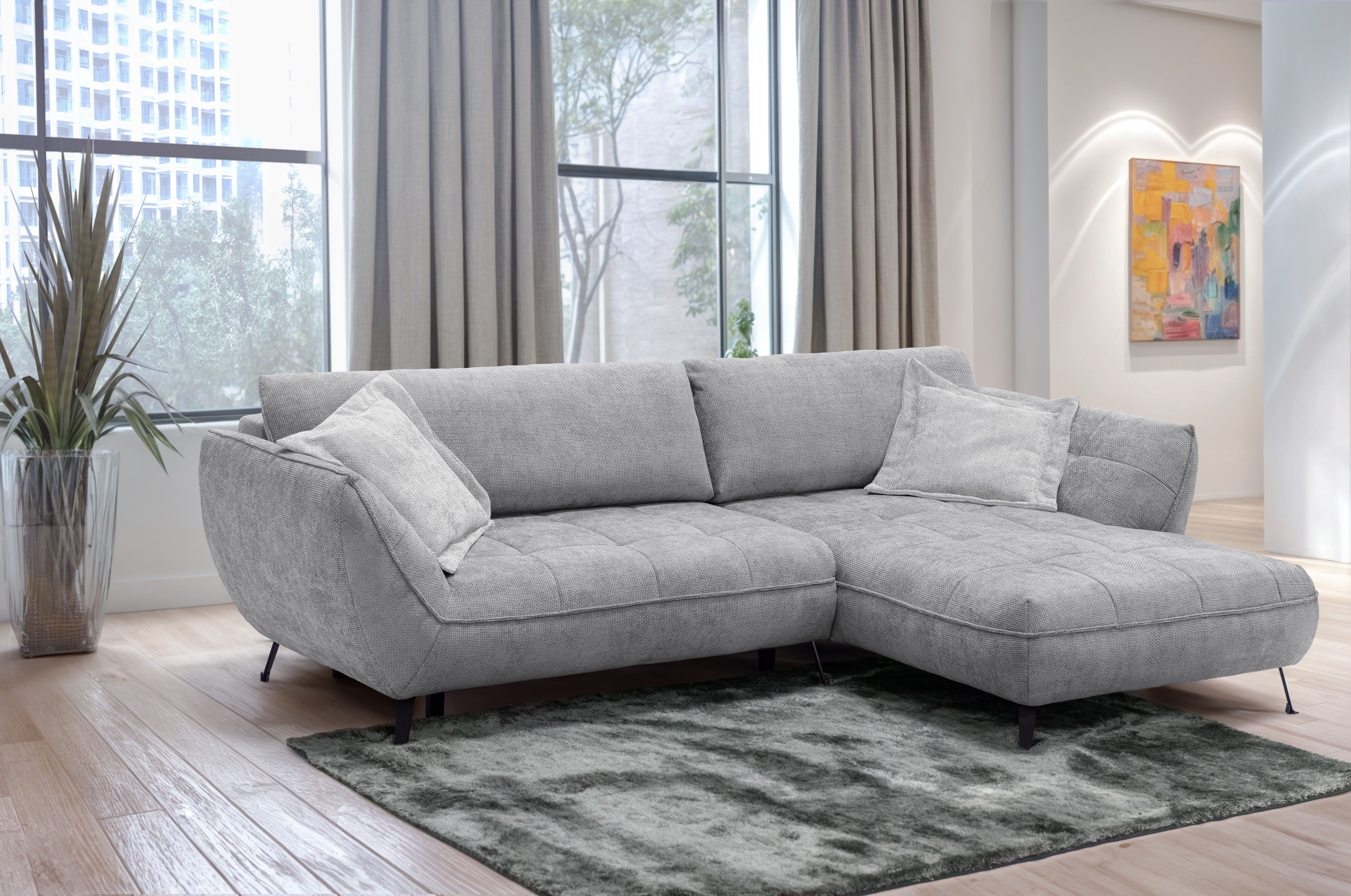 Ecksofa Samoa, bequem und modern, mit Easy-Lift-Bettfunktion, L-Form