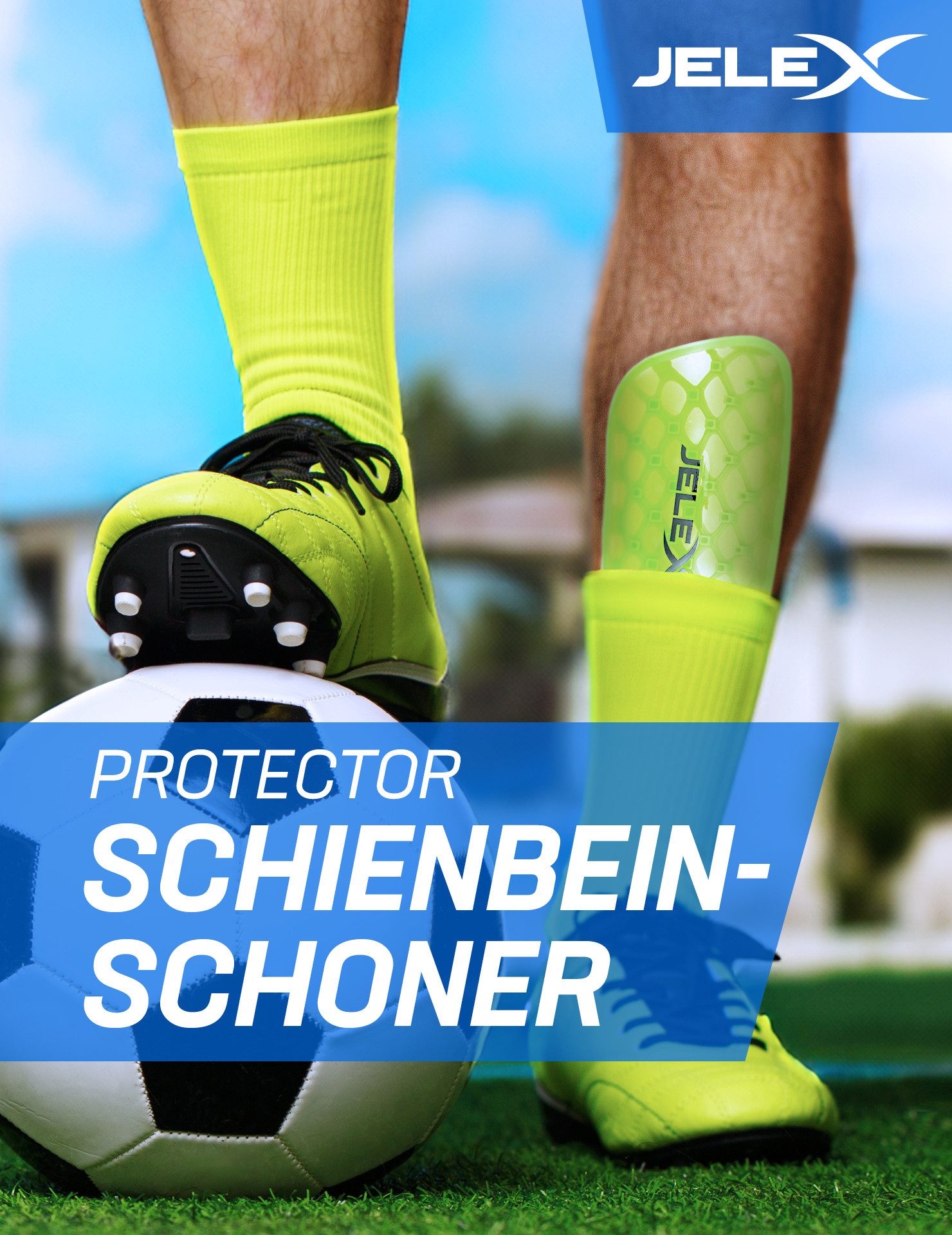 JELEX Fußball Schienbeinschoner "Protector" Herren Schienbeinschoner, Hartschalenschild mit EVA-Polsterung – Bild 2 von 5