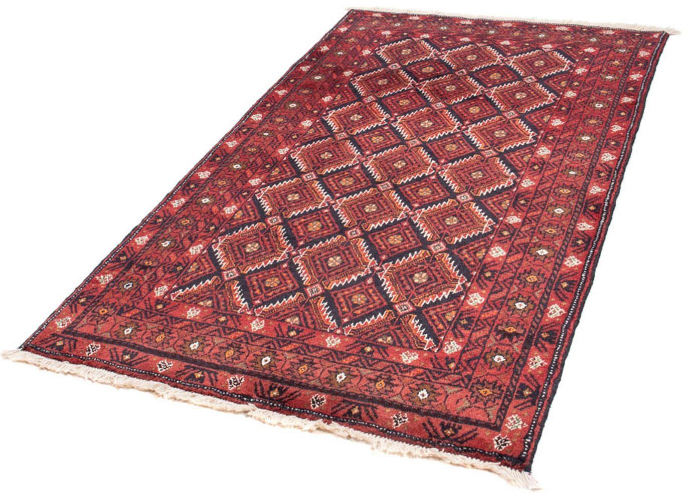 Hochflor-Läufer Belutsch Durchgemustert Rosso 184 x 105 cm, morgenland, rechteckig, Höhe: 8 mm, Handgeknüpft