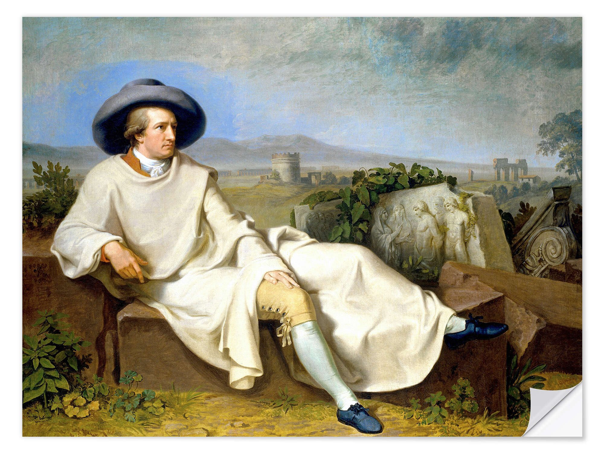 Posterlounge Wandfolie Johann Heinrich Wilhelm Tischbein, Goethe in der römischen Campagna, Malerei