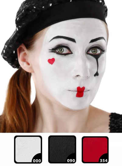 Maskworld Theaterschminke Make-up Set Pantomime, Karneval Schminkset mit perfekt abgestimmten Komponenten