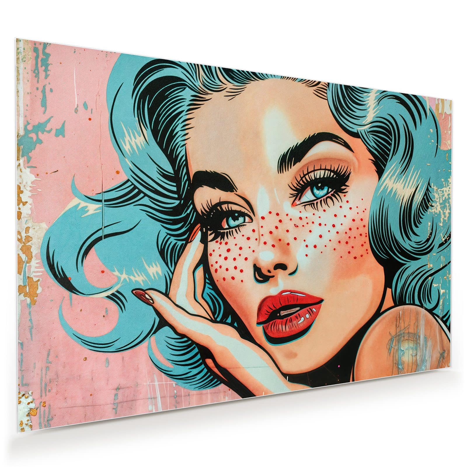 Primedeco Glasbild Wandbild Pop Art Porträt mit Aufhängung, Pop Art (21 verschiedene Größen, 1 St), Elegante Aufhängung