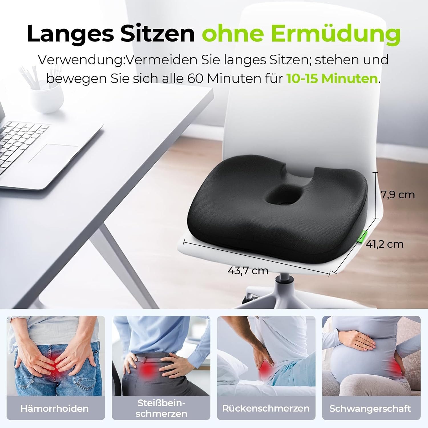 FELIXLEO Stuhlkissen Orthopädisches Sitzkissen Hämorrhoiden Steißbeinkissen U Form