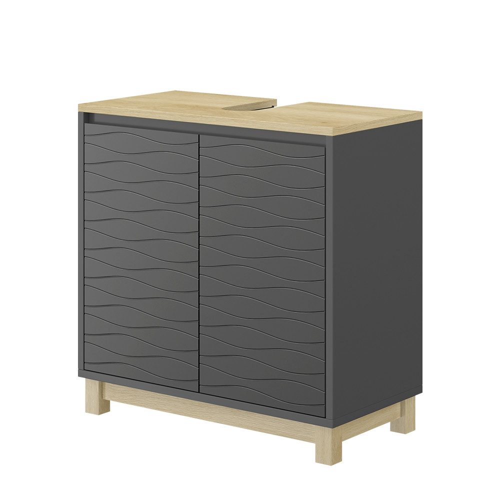 Vicco Waschbeckenunterschrank Livia, Anthrazit/Holz, 60 x günstig online kaufen