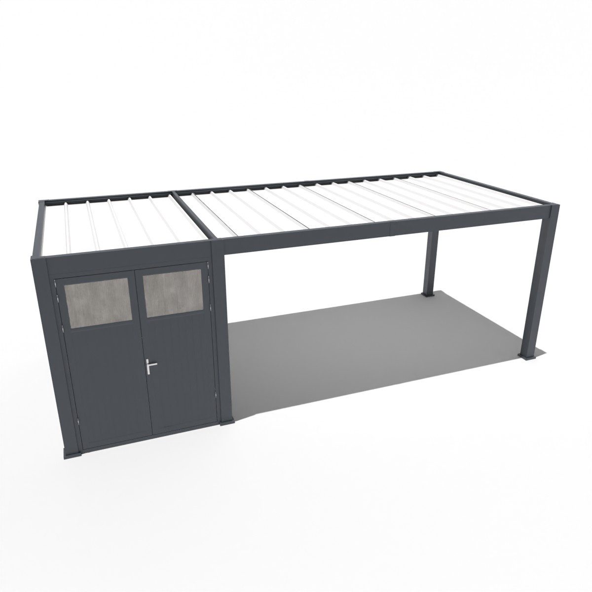 Weide Einzelcarport Carport mit Schuppen aus Aluminium 3 x 7,2 M Garage anthrazit, BxT: 720x300 cm, 236 cm Einfahrtshöhe