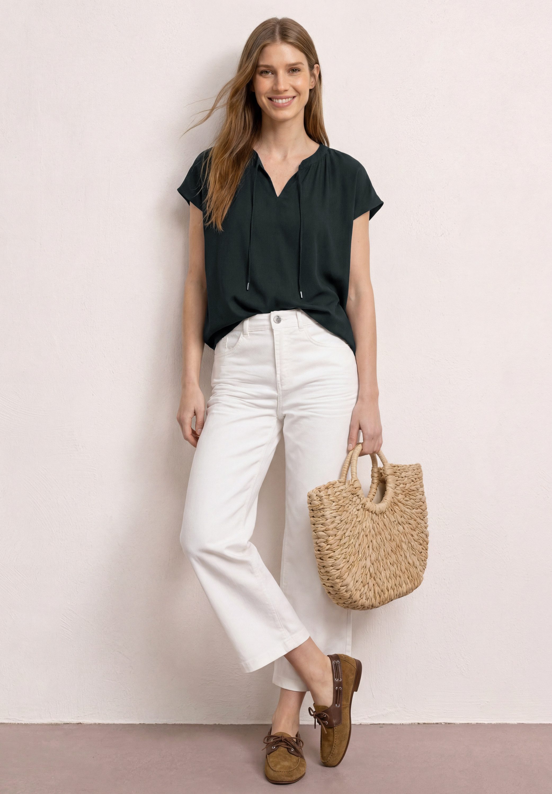 STREET ONE Kurzarmbluse Sommerbluse aus Viskose