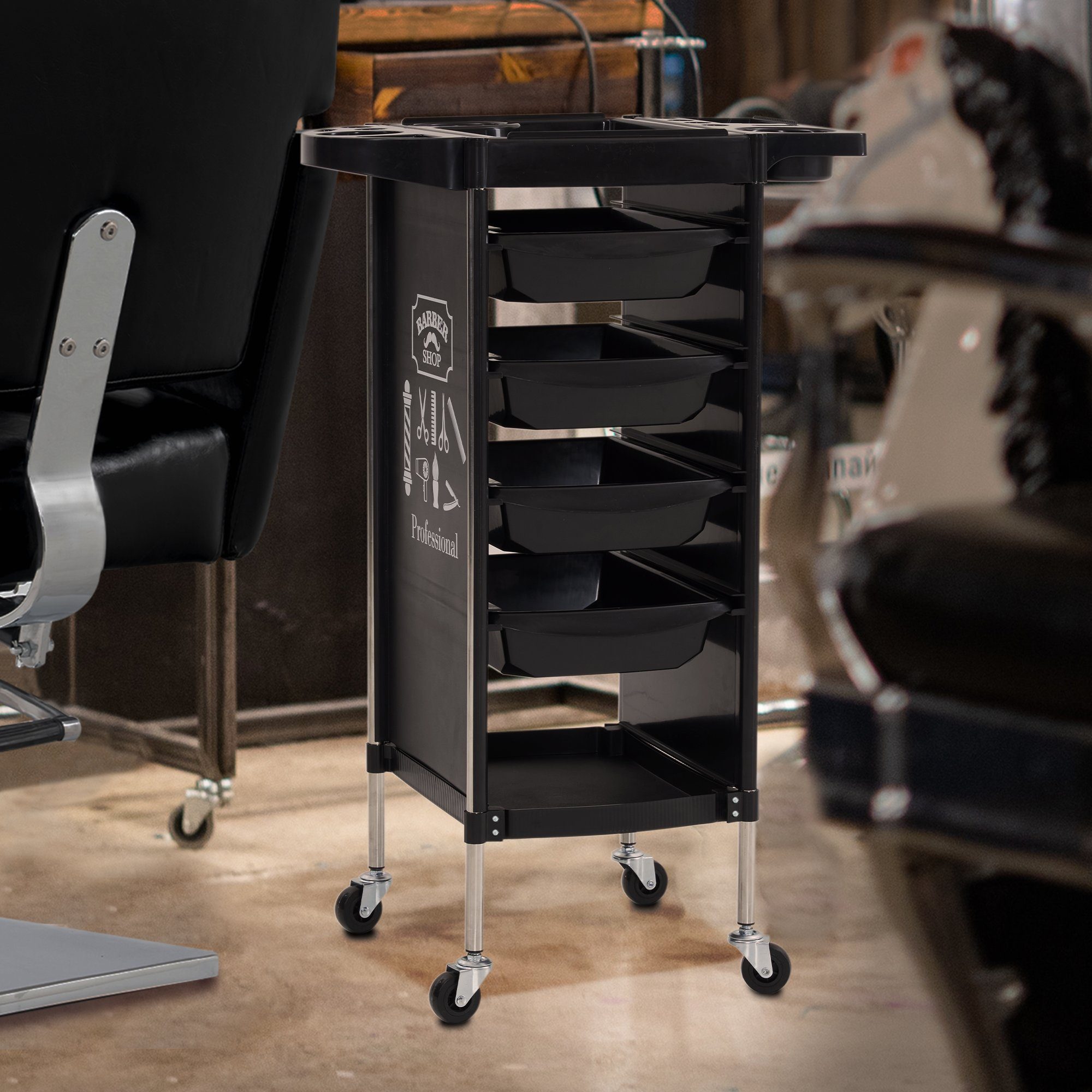 Barberpub Rollwagen Barberpub Friseurwagen Bedienungswagen Arbeitswagen 2023BK-N, drehbar, ausziehbar, Mehrzweck
