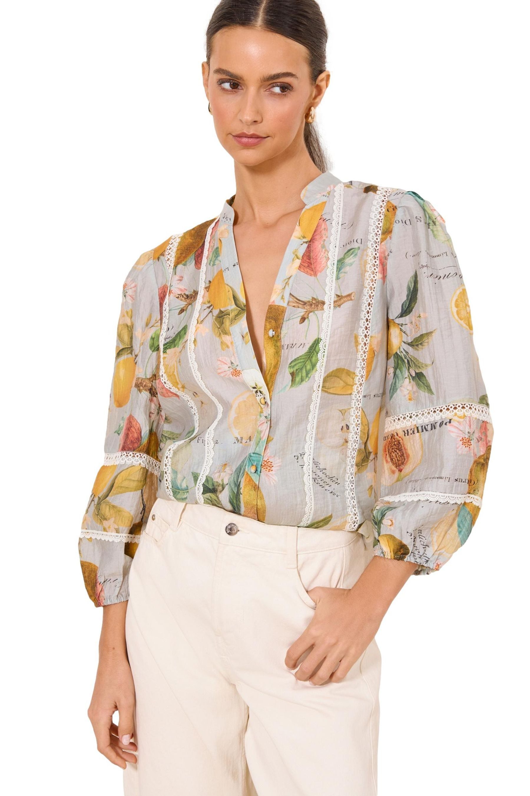Langarmbluse Lipsy Grandad-Bluse mit 3/4-Ärmeln, Regular
