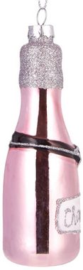 BRUBAKER Christbaumschmuck Mundgeblasene Weihnachtskugel Champagner Rosé, stilechte Weihnachtsdekoration aus Glas, handbemalt - Lustige Weihnachtskugeln 12 cm