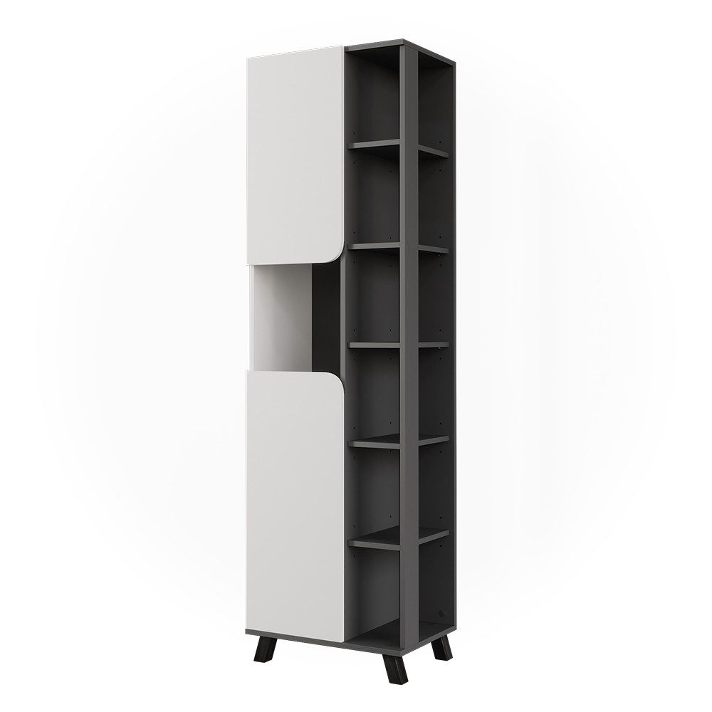 Vicco Hochschrank Karen, Anthrazit/Weiß, 50 x 175 cm mit 2 Türen günstig online kaufen