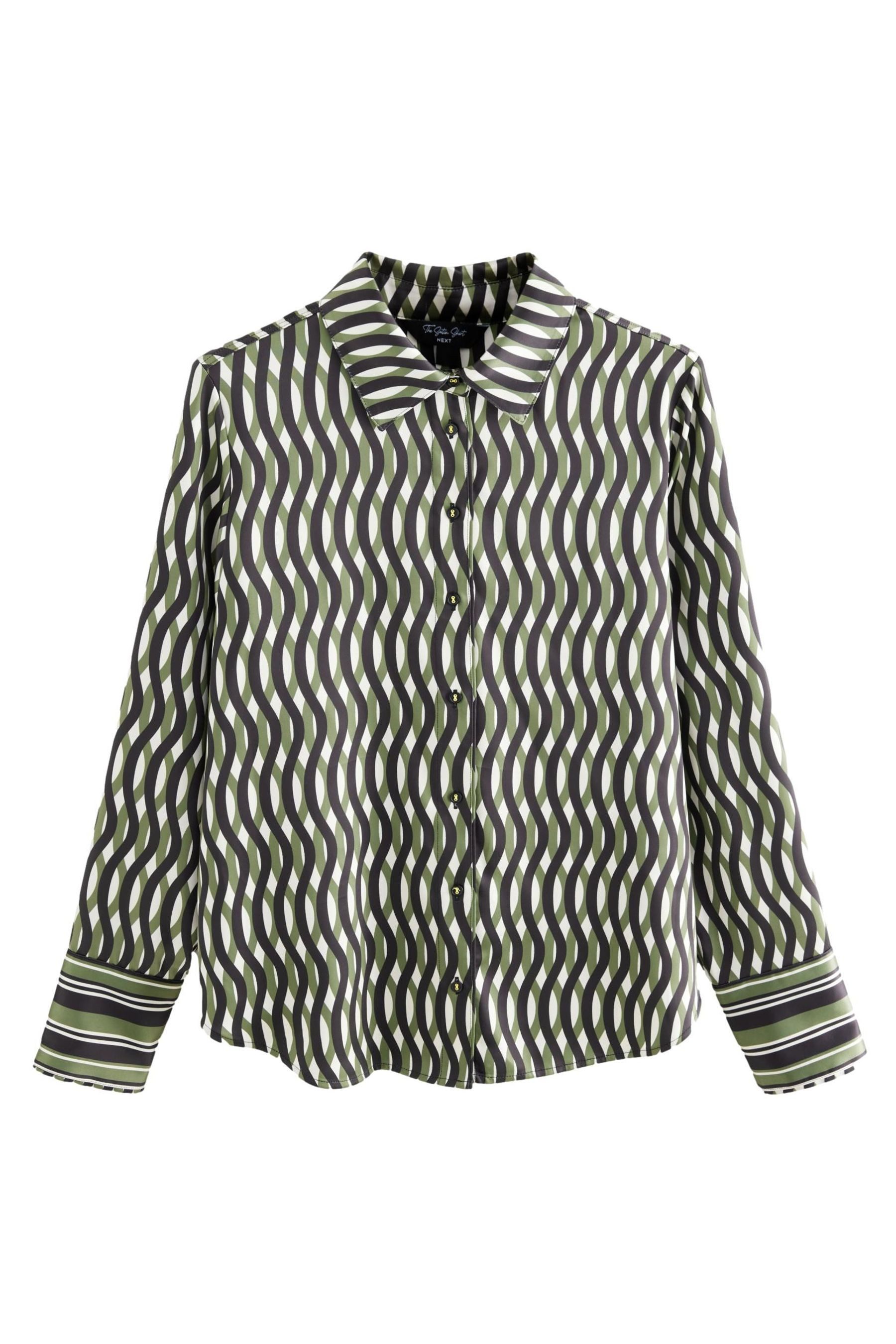 Langarmhemd Gemusterte Satinbluse mit langen Ärmeln – Petite
