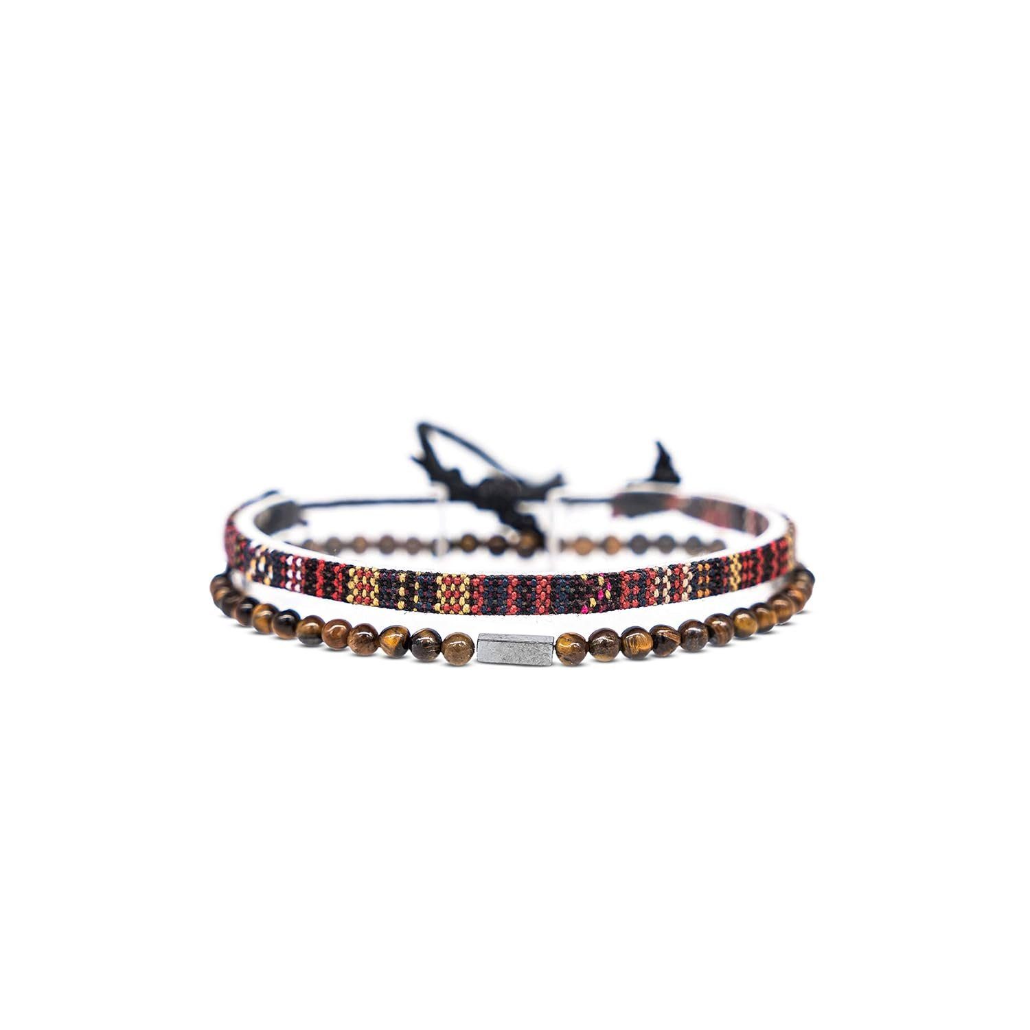 by Braun Herren Armband Nami Set Made Perlenarmband Festival Armband & Surfer Schmuck Damen Tigerauge Herren Tigerauge Sommer Hippie (Set, 2), 2x & Armband Armband Boho