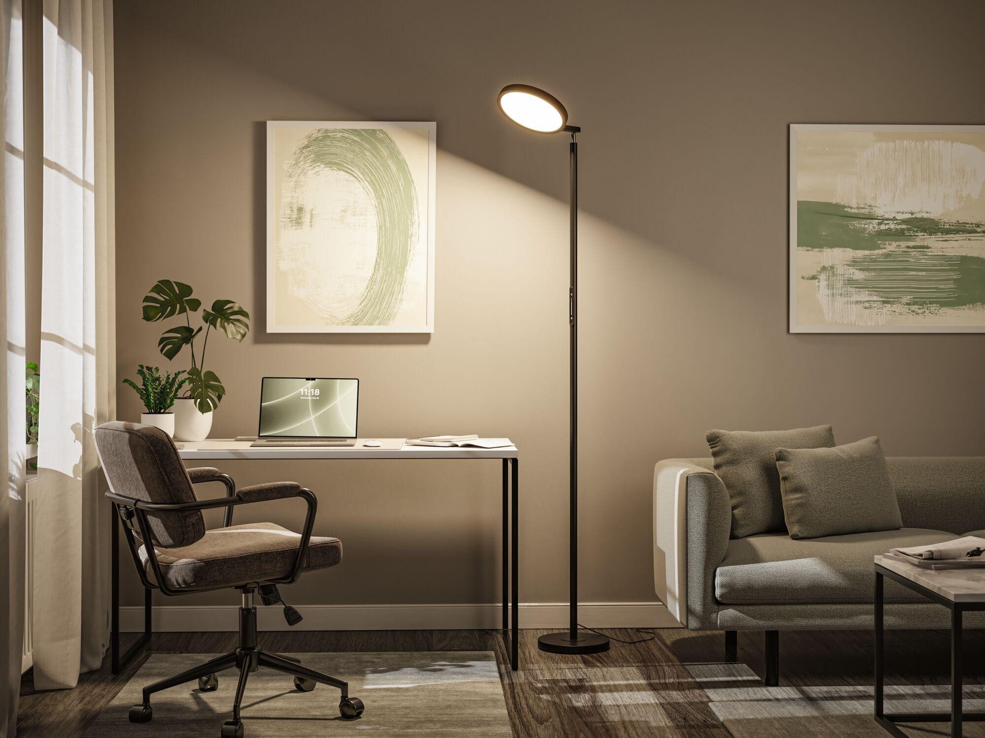 Paulmann LED Stehlampe Caneta Tunable White 1750mm 1300lm 20W Schwarz, LED fest integriert, Tageslichtweiß, dimmbar