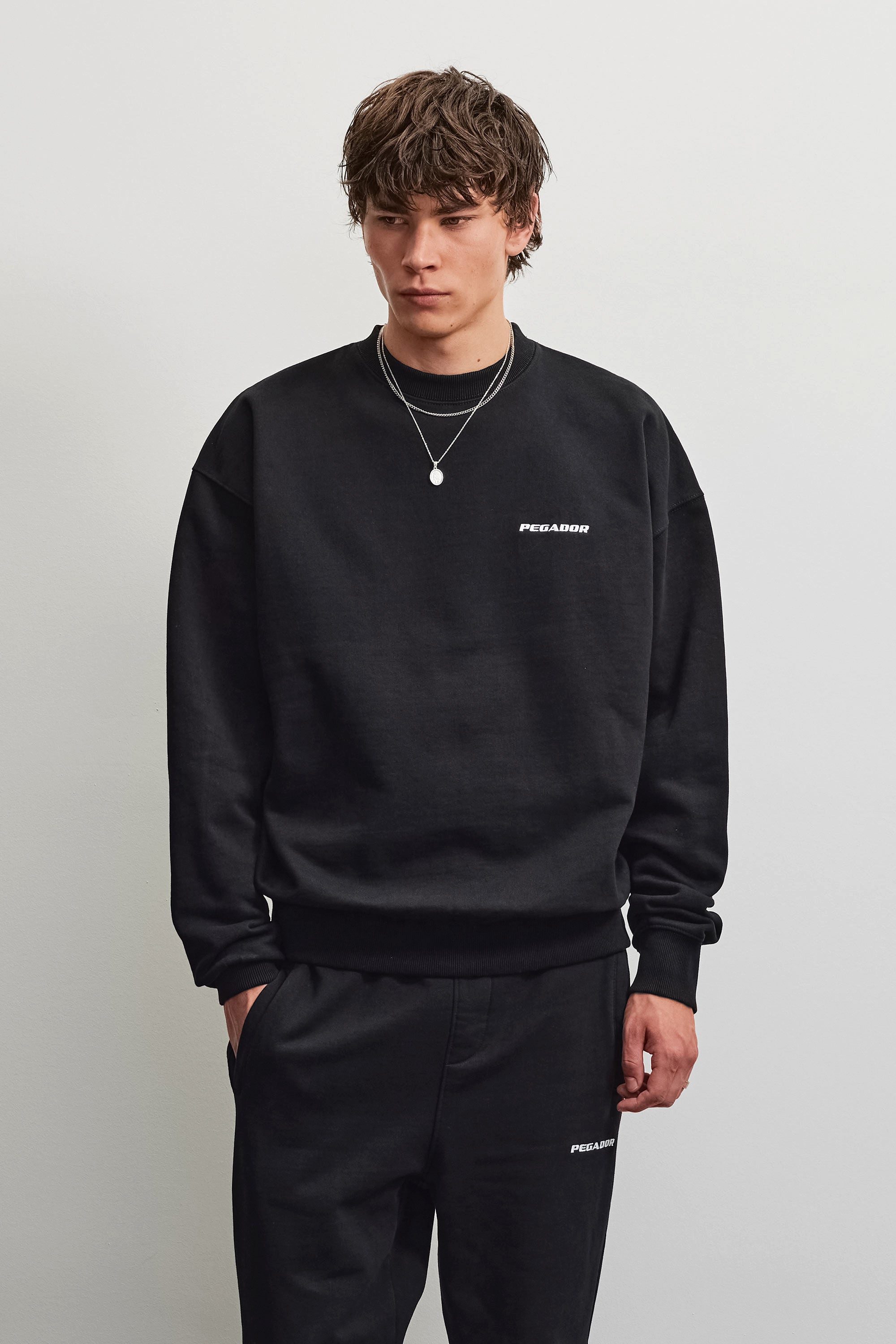 PEGADOR Sweatshirt Logo Oversized Sweater Baumwollmischung, oversize