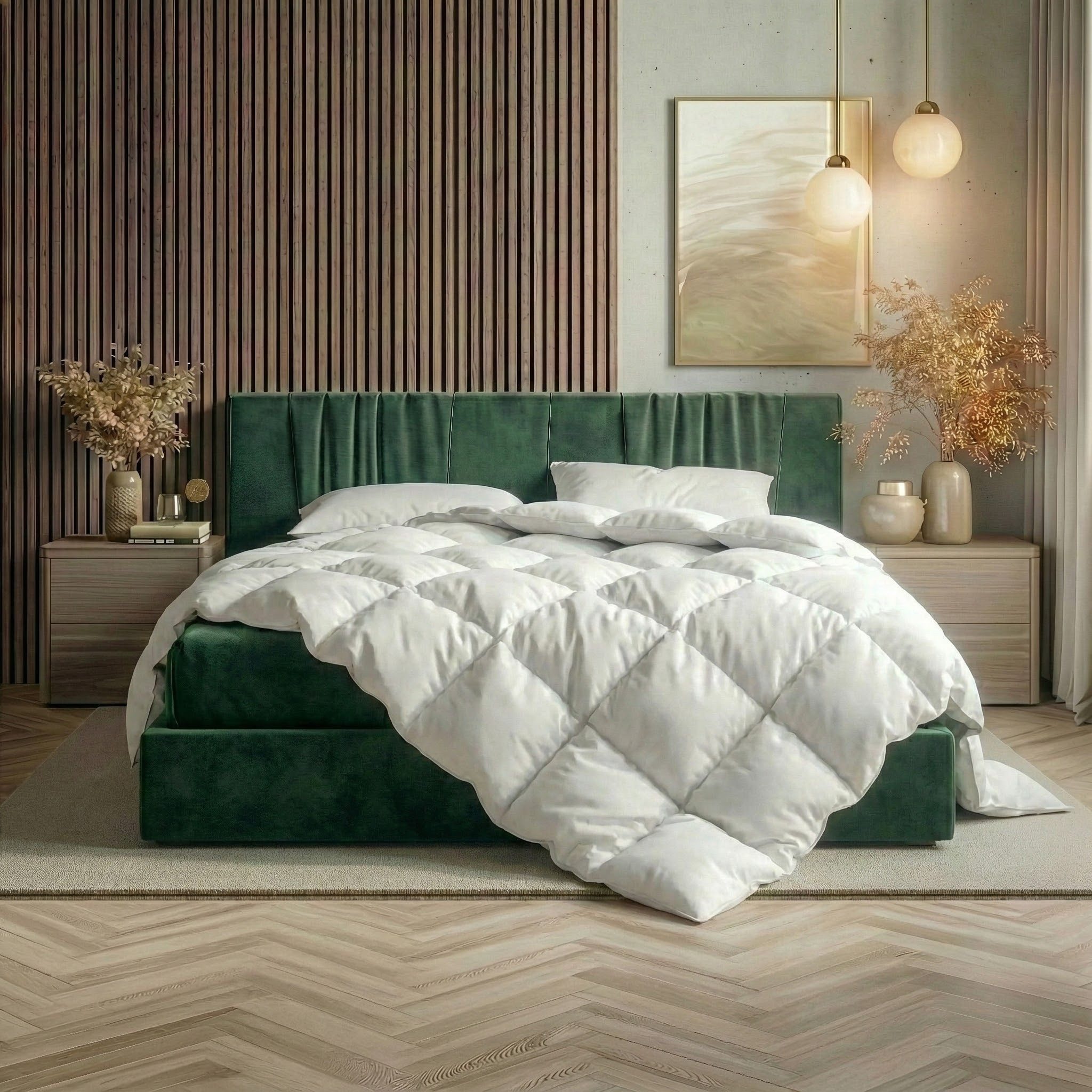 RIBECO Federbettdecke Laram, Bettdecken für Sommer oder Winter, Made in Germany, Füllung: 90% Federn, 10% Daunen, Bezug: 100% Baumwolle, Super Preis-Leistung, Bettdecke 135x200 cm oder 155x220 cm, Decke