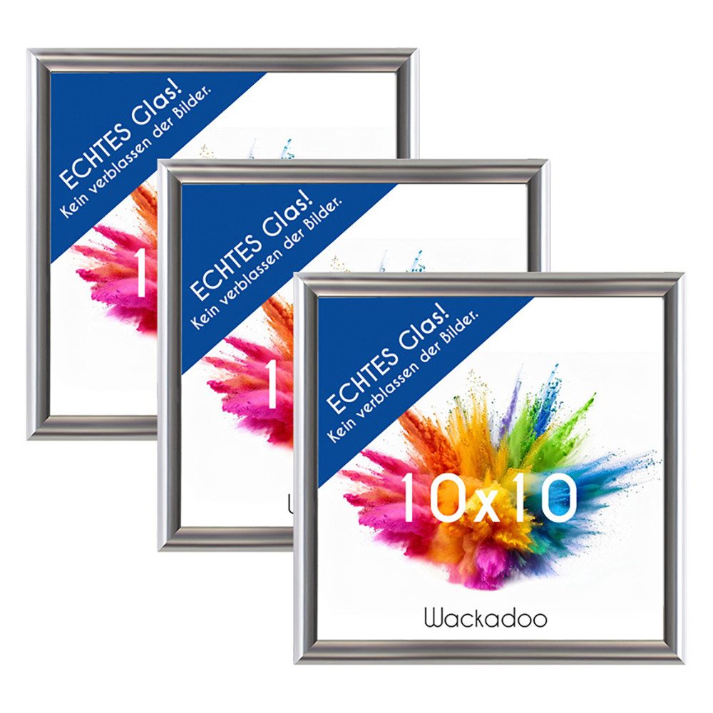 Wackadoo Living Bilderrahmen-Set Bilderrahmen mit Glasscheibe für Einzelbilder diverse Formate & Farben, (in Weiß, Schwarz, Silber oder Gold, moderner Kunststoffrahmen, 3 St), Fotowand, Puzzlerahmen, Dekoration, Poster, Collage für Fotos & Bilder