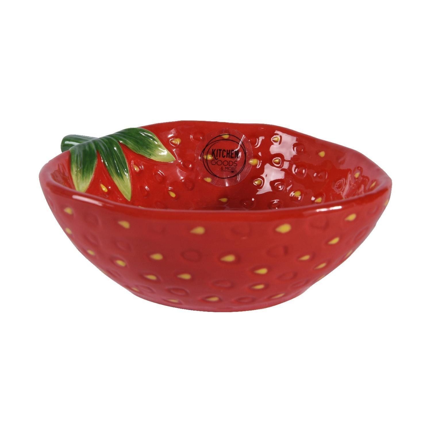 Kaemingk Schale CITRI, B 15,5 cm, Rot, Grün, Dolomit, (1-tlg), Erdbeerform