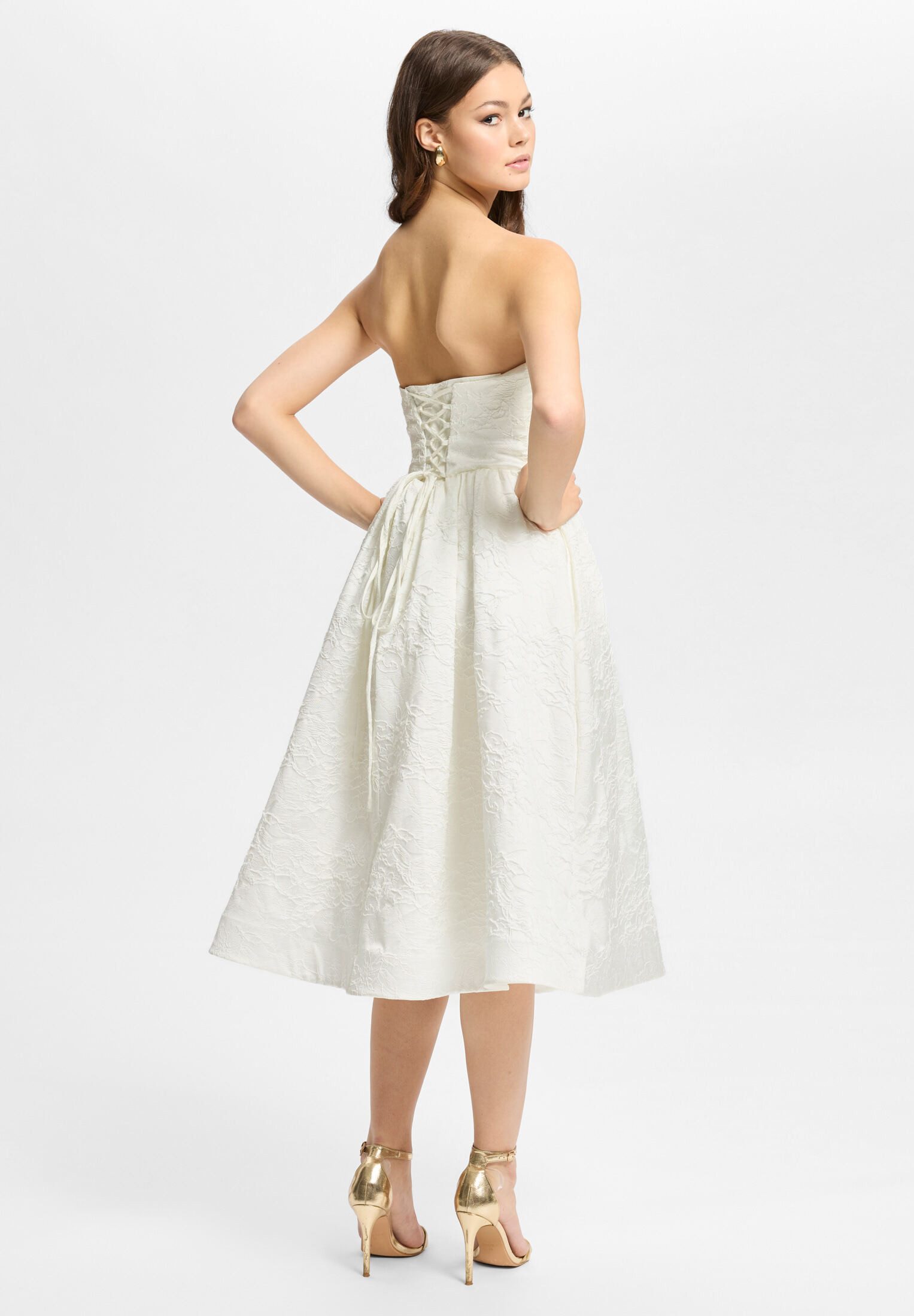 Hey Kyla Cocktailkleid - Ausgestelltes Jaquard-Kleid in Midilänge Taillierter Schnitt mit ausgestelltem Rockteil