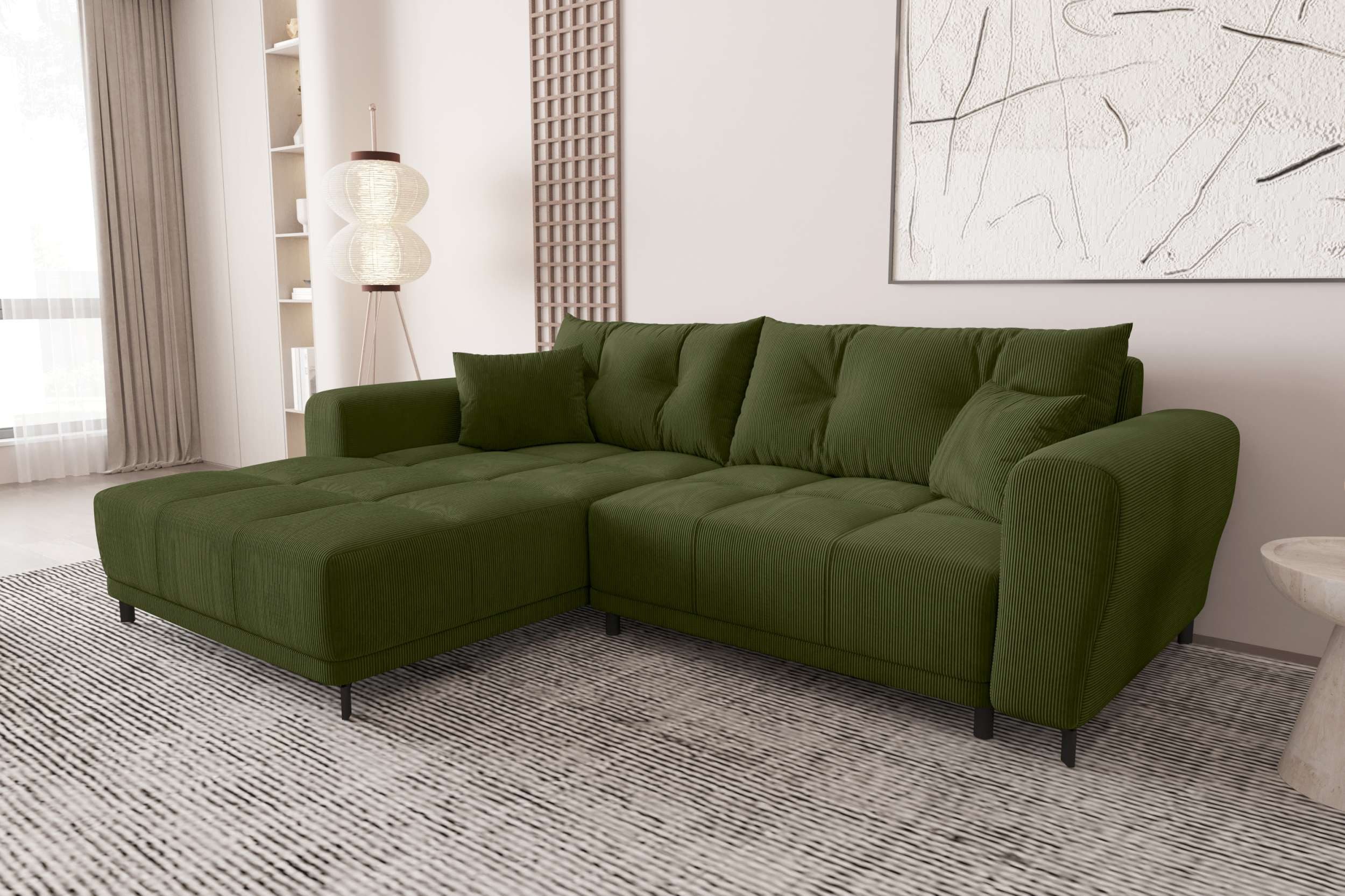 99rooms Ecksofa Massimo, Sofa L-Form, Eckcouch, mit Schlaffunktion,Rundumbezug, in Cordstoff POSO