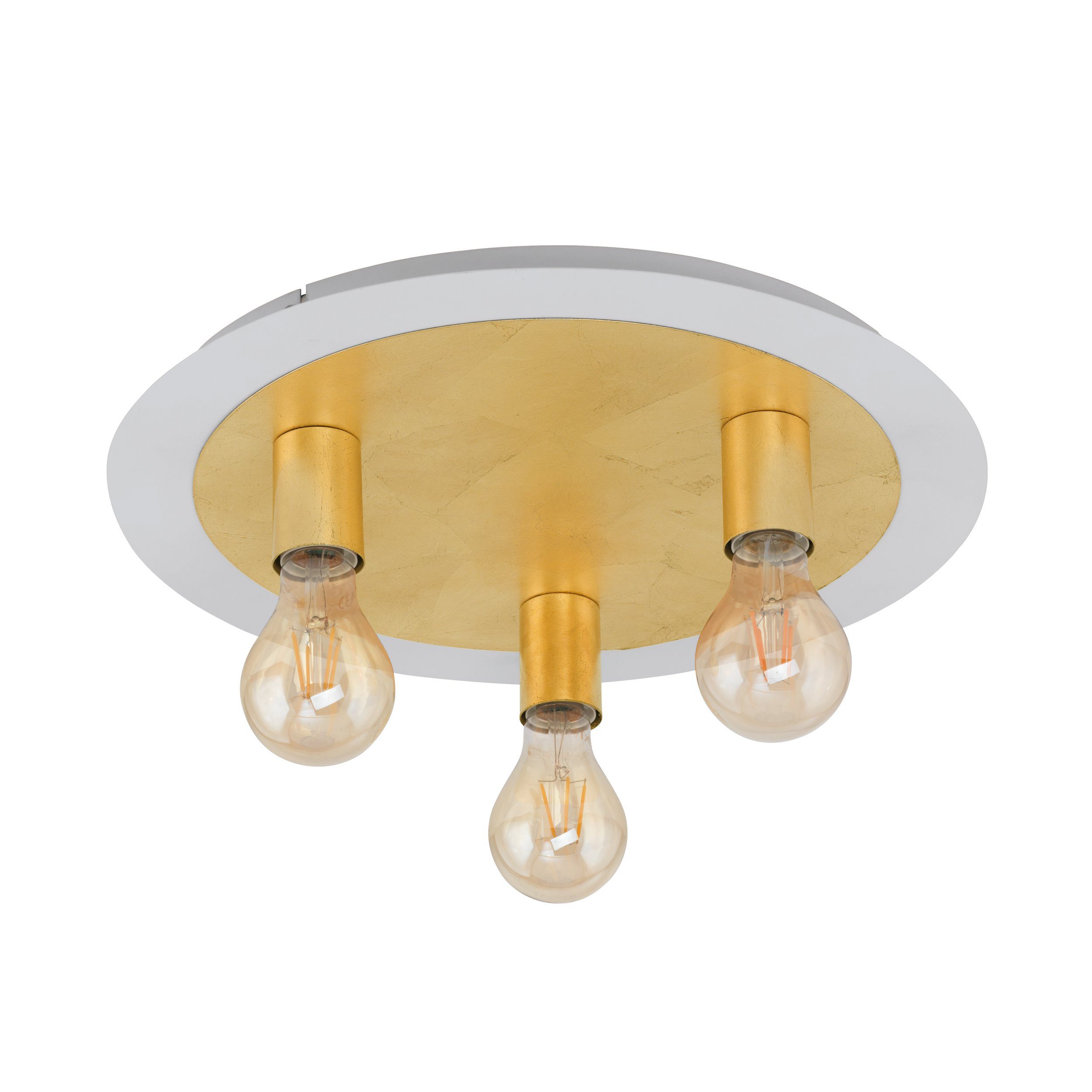 EGLO LED Deckenleuchte Passano, Leuchtmittel inklusive, LED Deckenlampe Deckenleuchte Stahl in weiß, gold E27 Fassung
