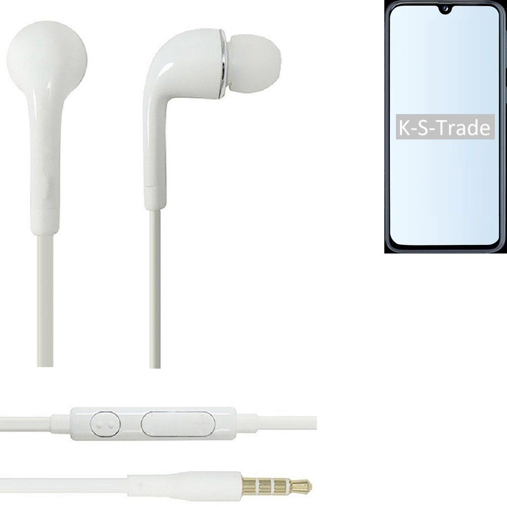 K-S-Trade für Samsung Galaxy A40 In-Ear-Kopfhörer (Kopfhörer Headset mit Mikrofon u Lautstärkeregler weiß 3,5mm)