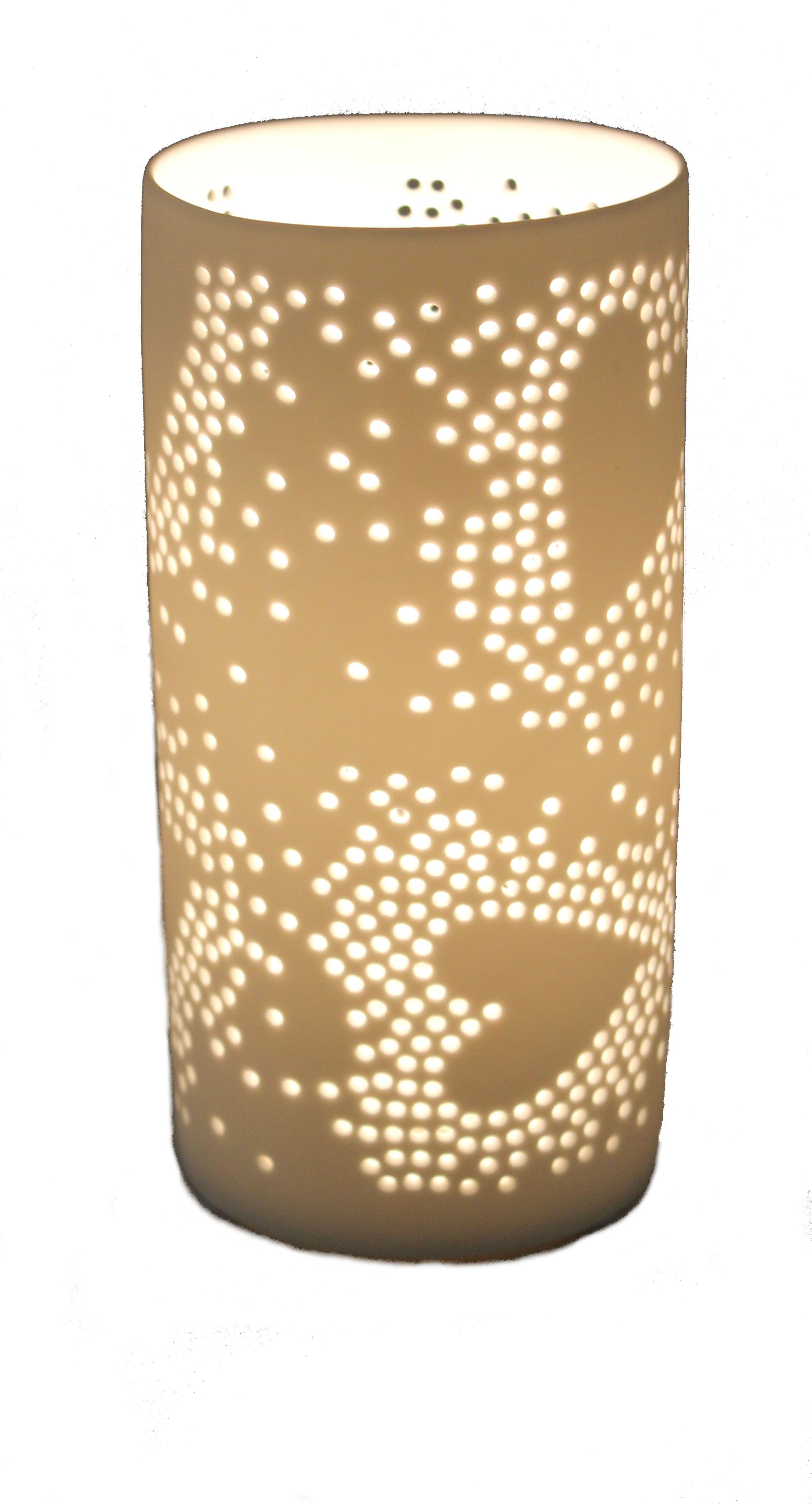 G. Wurm Tischleuchte Dekorative Glühbirne, Porzellan aus Herzmotiv cm weiß 20 Tischlampe hoch, mit Tageslichtweiß
